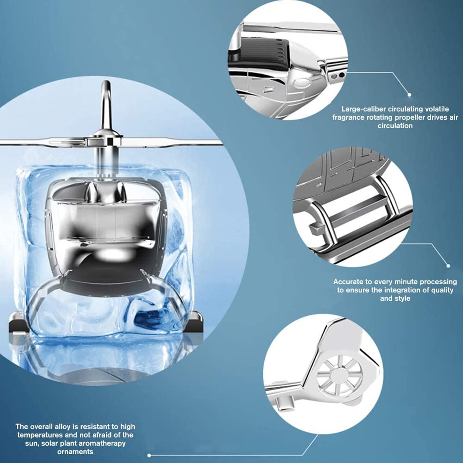 Solar Car Air Freshener - Aromatherapy Helicopter Perfume Diffuser with Fragrance Clip - Car Dashboard Decoration & Auto Interior Ornament for Men & Women - Perfect for Road Trips, Office Commutes & Gifts