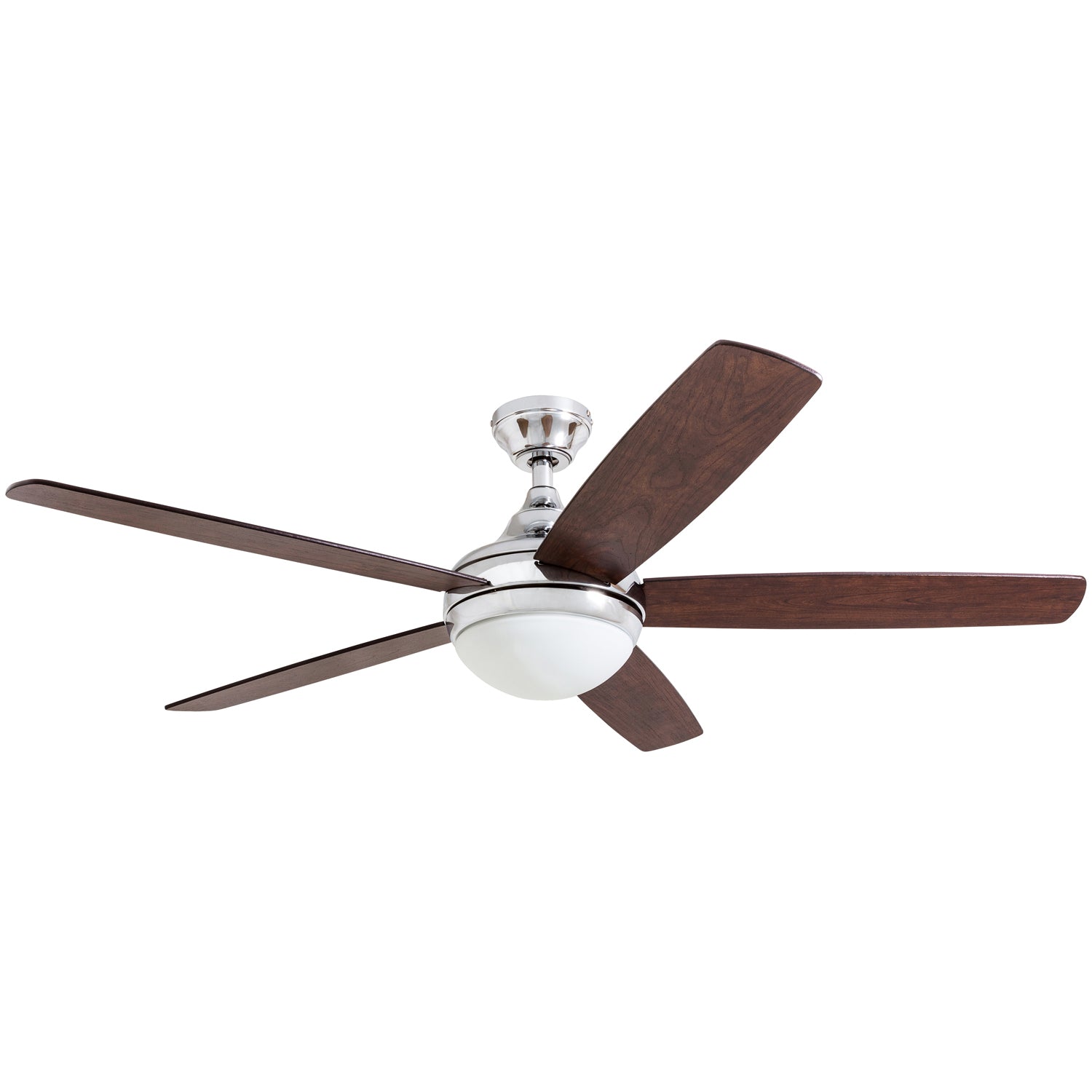 52 Inch Ashby Chrome Remote Control Ceiling Fan with Light Kit - Modern Indoor/Outdoor Cooling for Living Room, Bedroom, or Patio