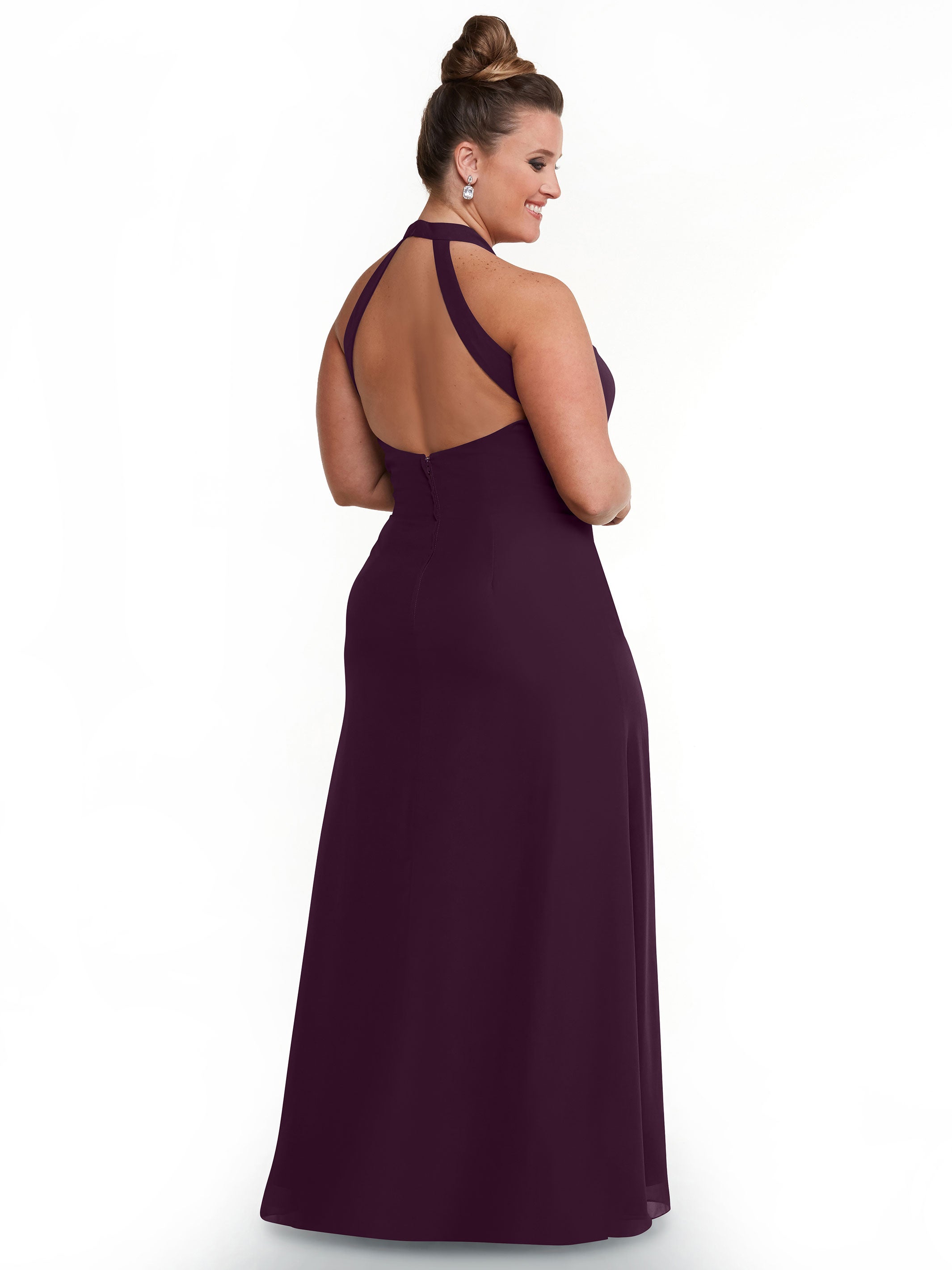 Elegant 80138 Chiffon A-Line Bridesmaid Dress with Keyhole Halter Neckline - Perfect for Weddings, Formal Events & Special Occasions