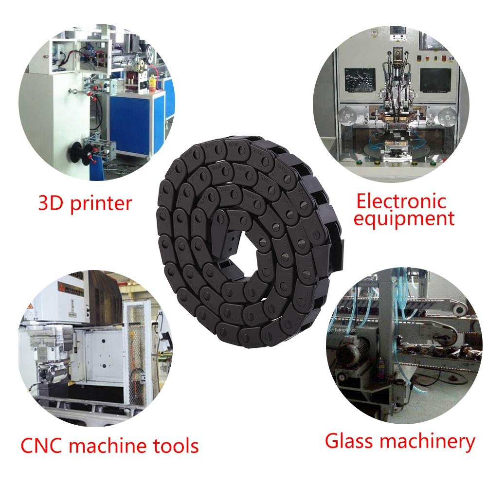 Black Nylon Cable Drag Chain R28 - 40 Inch Wire Carrier for 3D Printer & CNC Machine | Durable Cable Management Solution for Industrial Automation & DIY Projects