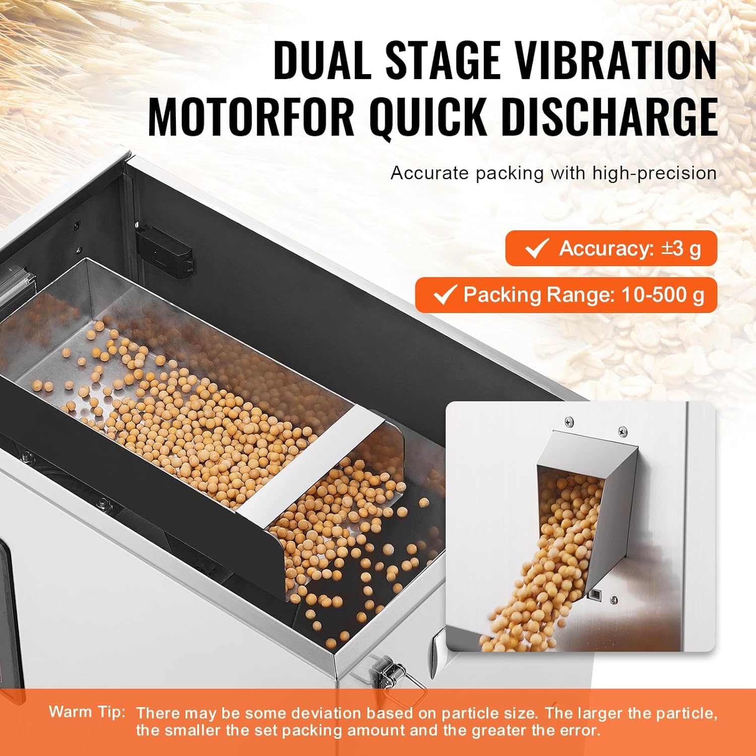 VEVOR Automatic Powder Filling Machine 0.022-1.1lbs/10-500g - Intelligent Particle Weighing Filler for Tea, Seeds, Grains, Flour, Beans & Glitter | Perfect for Home, Bakery, Coffee Shop & Commercial Use