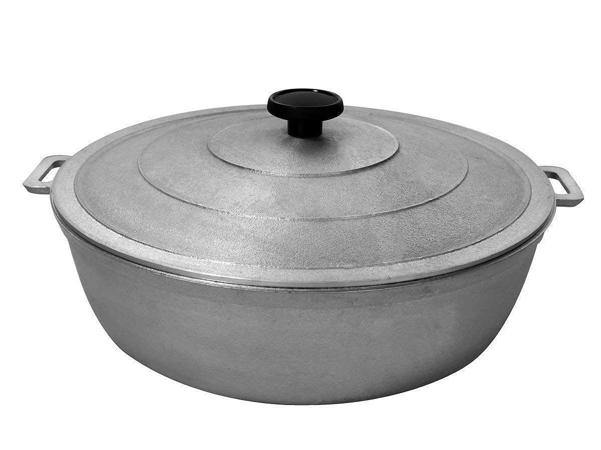 KNH 3.4 Quart Silver Aluminum Dutch Oven with Lid - Lightweight Cast Aluminum Cookware for Baking, Braising & Slow Cooking - Perfect for Camping, Oven & Stovetop Use