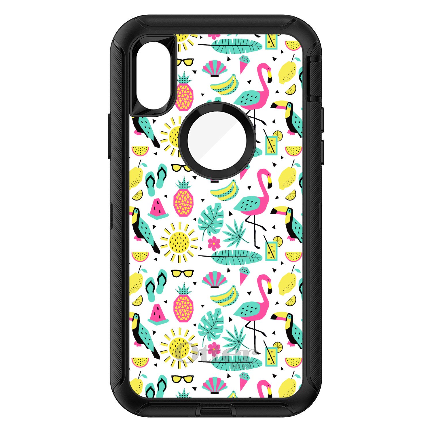 Premium Flamingo Pineapple Sunglasses Design iPhone Xs Max Case (6.5 Inch) - Heavy Duty Protective Phone Cover - Durable Shockproof Replacement for OtterBox Defender - Perfect for Summer Beach Vacation & Outdoor Activities