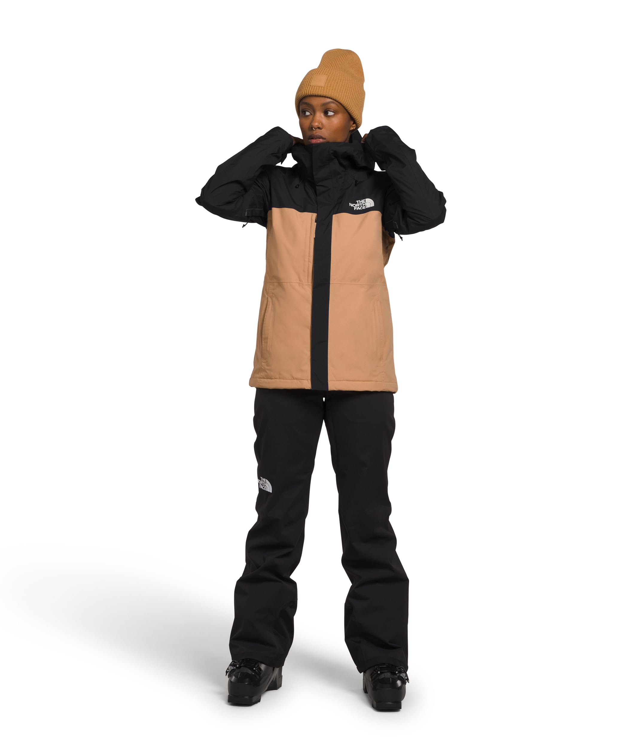 The North Face Women's Freedom Insulated Jacket - Waterproof Winter Coat, XL Size, TNF Black/Almond Butter - Perfect for Skiing, Snowboarding & Cold Weather Outdoor Activities
