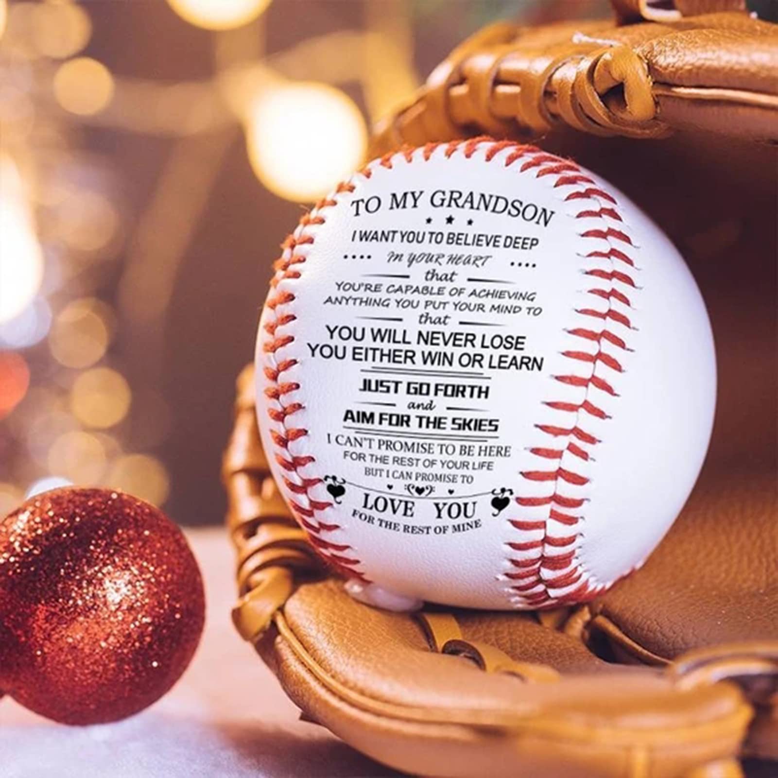 Hollow Design Rubber Baseballs with Inspirational Words - Lightweight, High Elasticity, Durable Softballs for Indoor & Outdoor Practice - Perfect Valentine's Day Baseball Gifts for Players & Coaches
