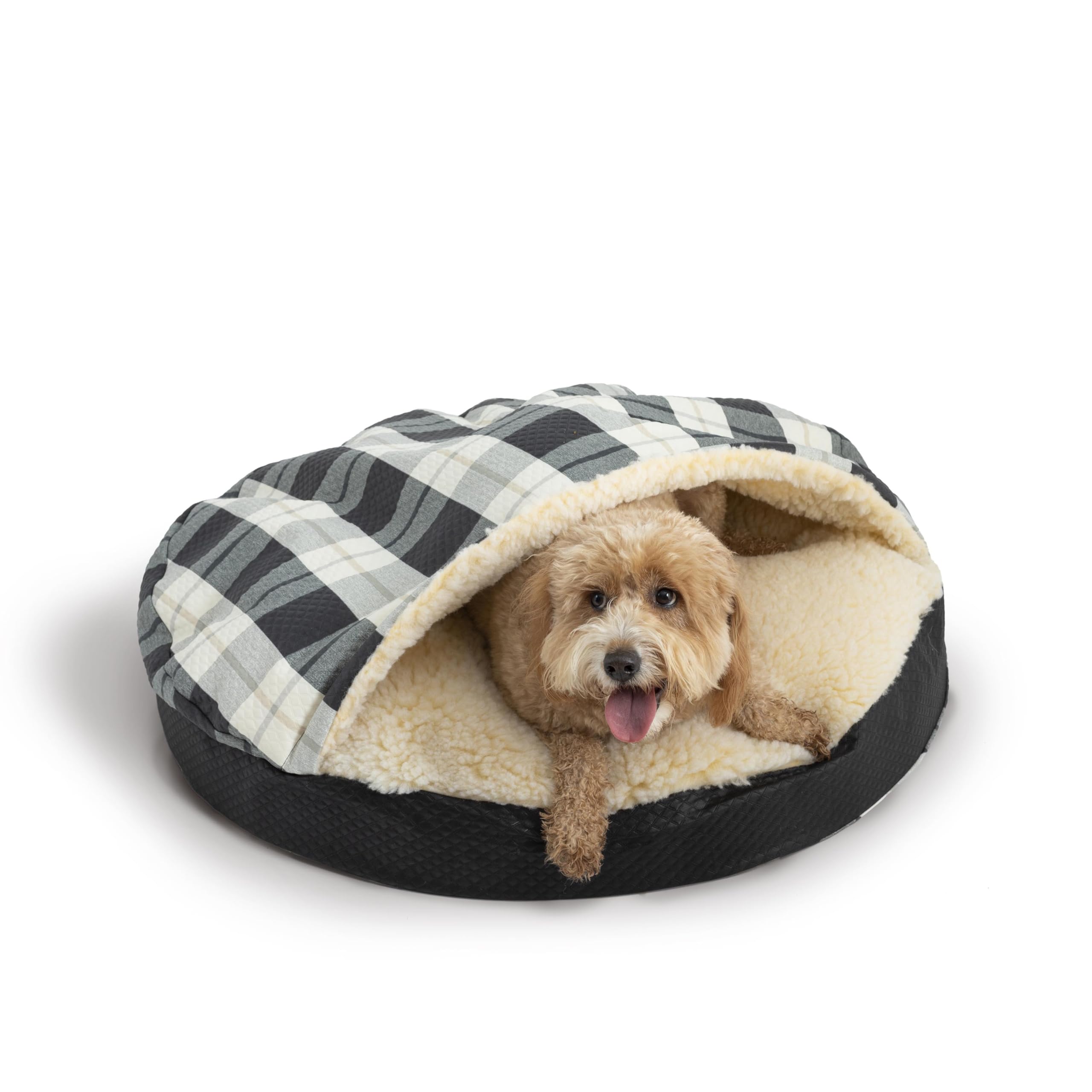 Premium Orthopedic Dog Bed for Large Breeds - Snoozer Luxury Cozy Cave Pet Bed in Barkely Black Diamond - Perfect for Arthritis Relief & Comfortable Sleeping in Living Room or Bedroom
