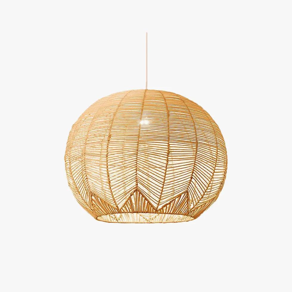 Handwoven Rattan Sphere Pendant Light - Natural Boho Ceiling Fixture for Living Room, Bedroom, or Dining Area