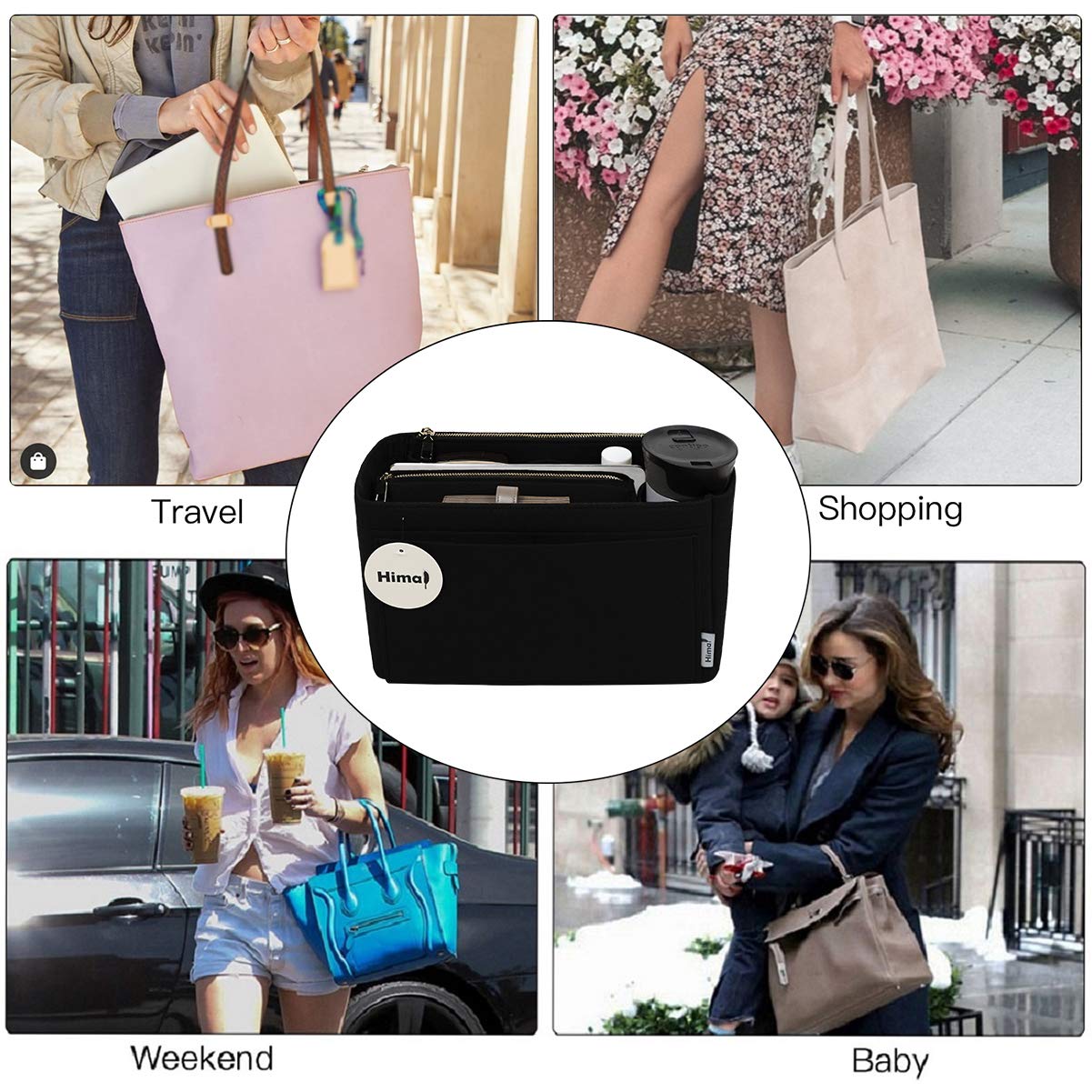 Purse Organizer Insert - Handbag & Tote Bag Organizer for Speedy Neverfull - 5 Sizes (Large, Black) - Perfect for Travel, Work & Daily Use