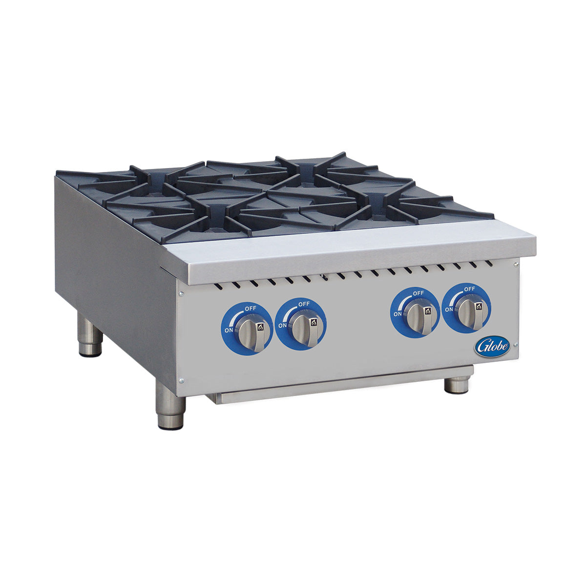 Globe GHP24G 24-Inch 4-Burner Gas Hot Plate with Cast Iron Grates - Perfect for Outdoor Cooking, Camping & Commercial Kitchen Use