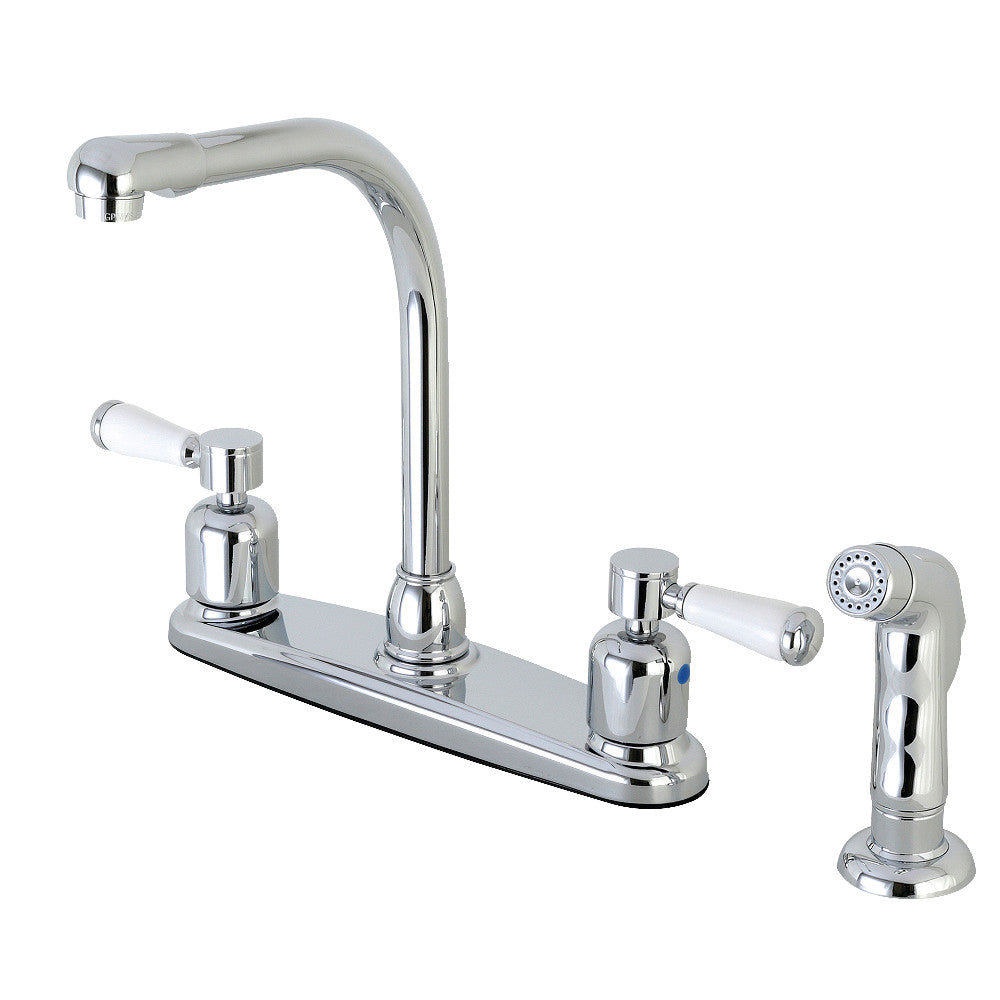 Kingston Brass FB751DPLSP Paris 8-Inch Centerset Kitchen Faucet with Pull-Down Sprayer - Perfect for Modern Farmhouse & Traditional Kitchen Sinks