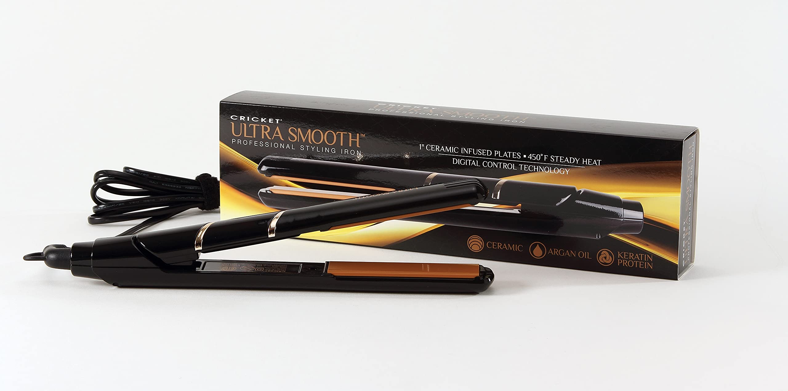 Professional Hair Straightener with Argan Oil & Keratin - Ceramic Coated Plates for Ultra Smooth Styling, Fast Heating & Frizz Control - Perfect for Home & Salon Use (Black)