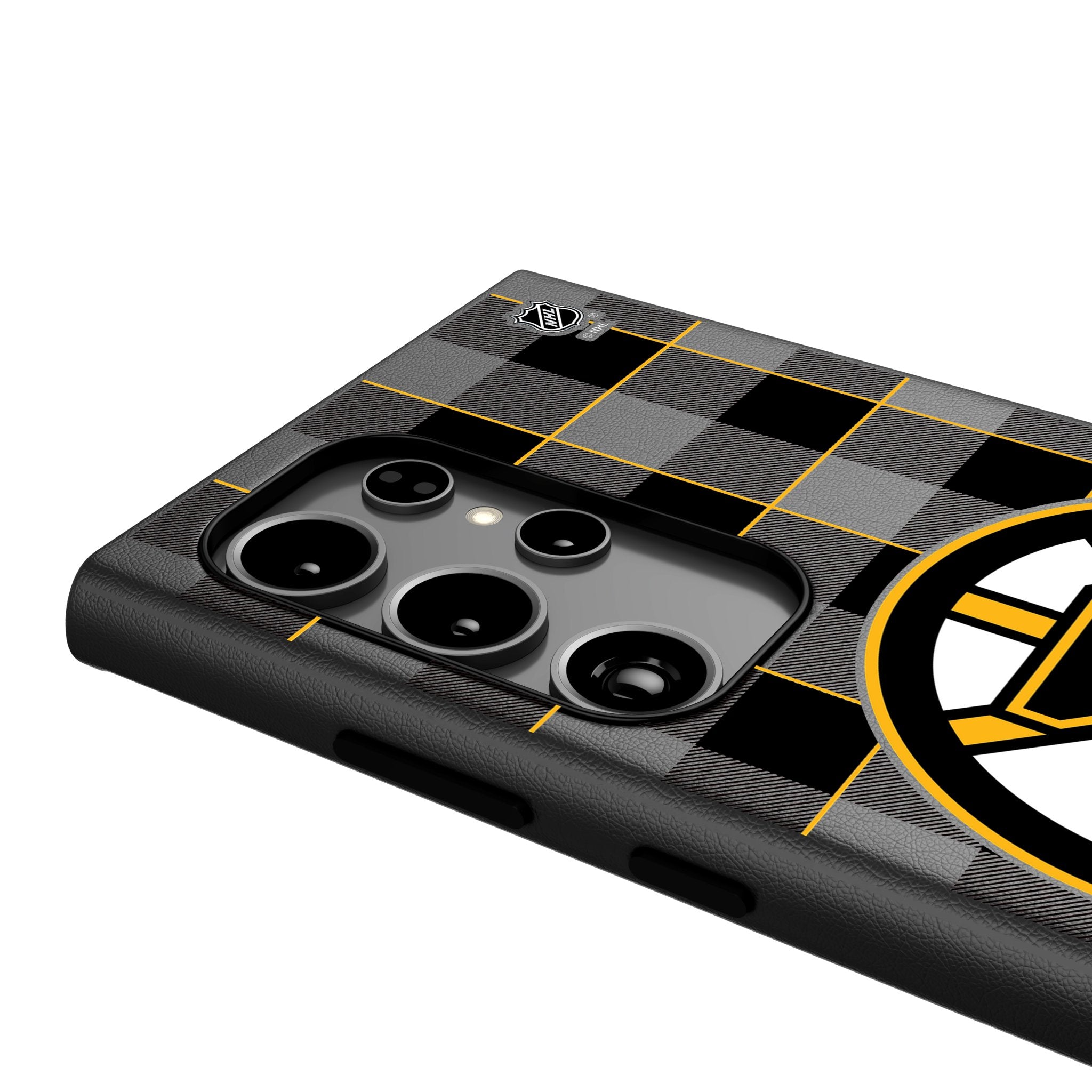 Boston Bruins Plaid MagSafe Compatible Phone Case for Samsung Galaxy S23/S22/S21 - Protective Cover with Secure Magnetic Attachment for Wireless Charging - Perfect for Hockey Fans & Game Day Accessories
