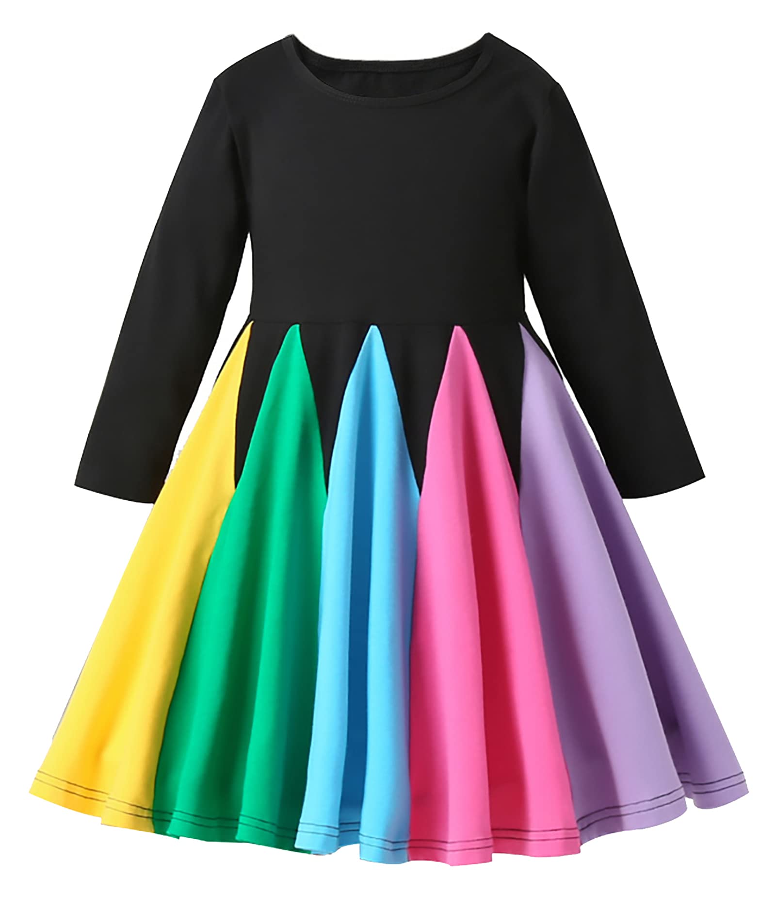 KISSOURBABY Girls Long Sleeve Cotton Casual Dress - Vintage Print Princess Dress for Toddler & Kids | Perfect for Birthday Parties, School Events & Family Photos