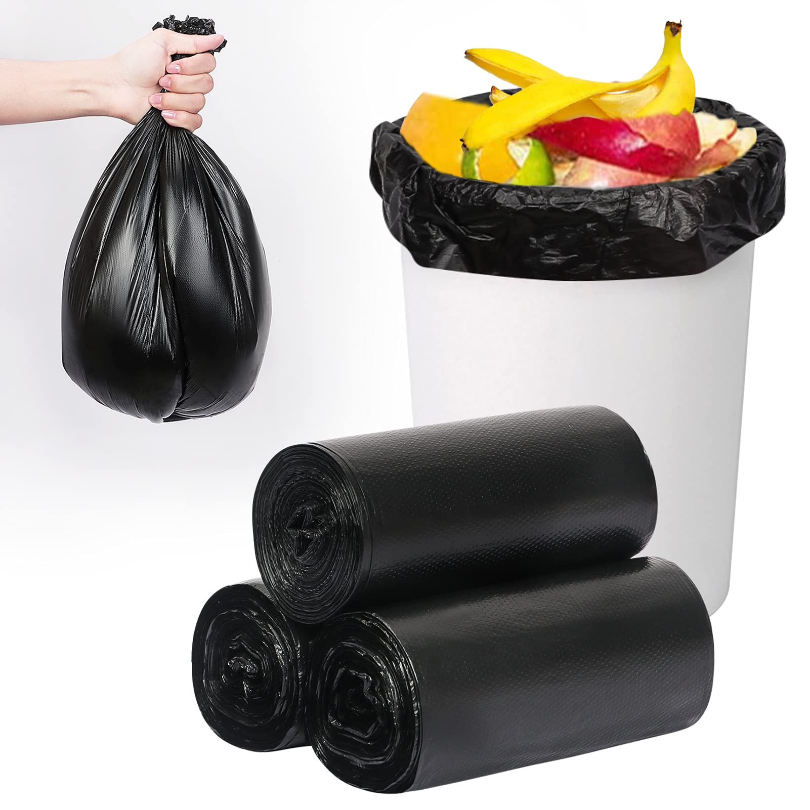 Classycoo 4 Gallon Trash Bags - 150 Count Extra Thick & Leak Proof Garbage Bags | Heavy Duty Waste Bin Liners for Home, Office, Kitchen, Bathroom & Outdoor Use - Black