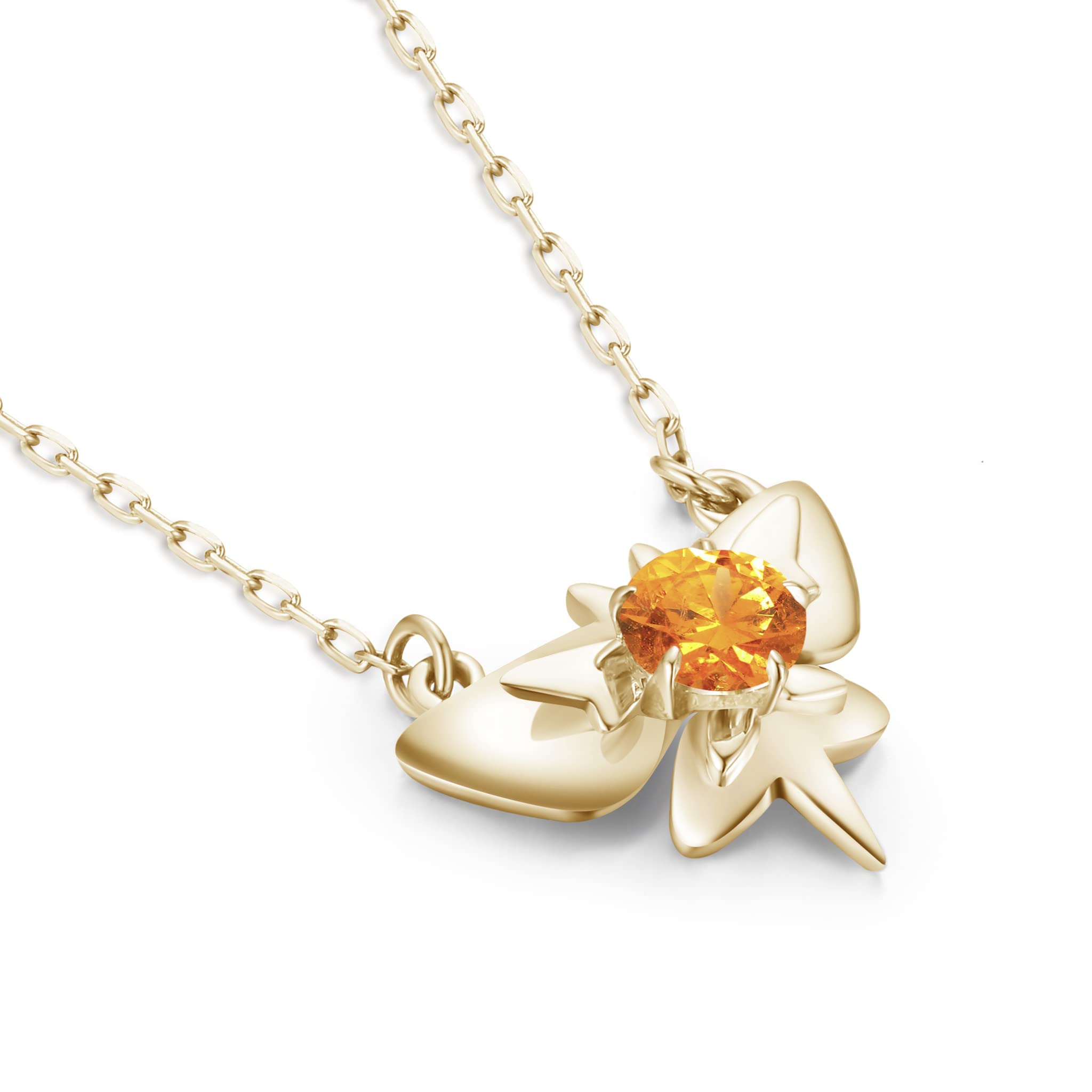 Mandarin Orange Garnet Necklace - Butterfly Pendant Gold Layering Charm | January Birthstone Jewelry | Spessartite Garnet Dainty Necklace for Women | Perfect for Layering, Gift Giving & Special Occasions