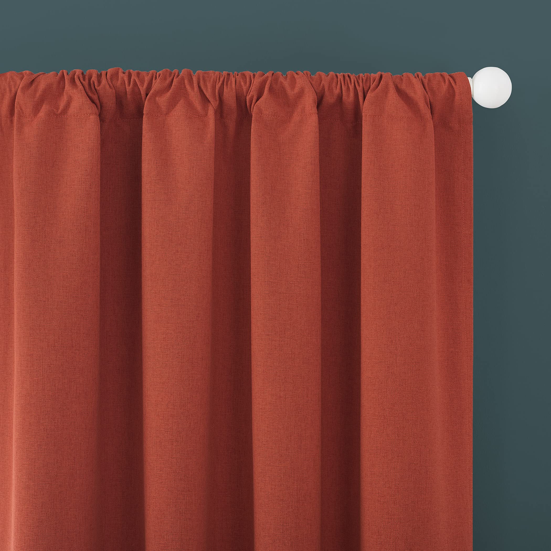 Sun Zero Jules Brushed Tonal Textured Blackout Curtain Panel - 40x84 Inches, Fire Red - Perfect for Bedrooms, Living Rooms & Home Theater Light Blocking