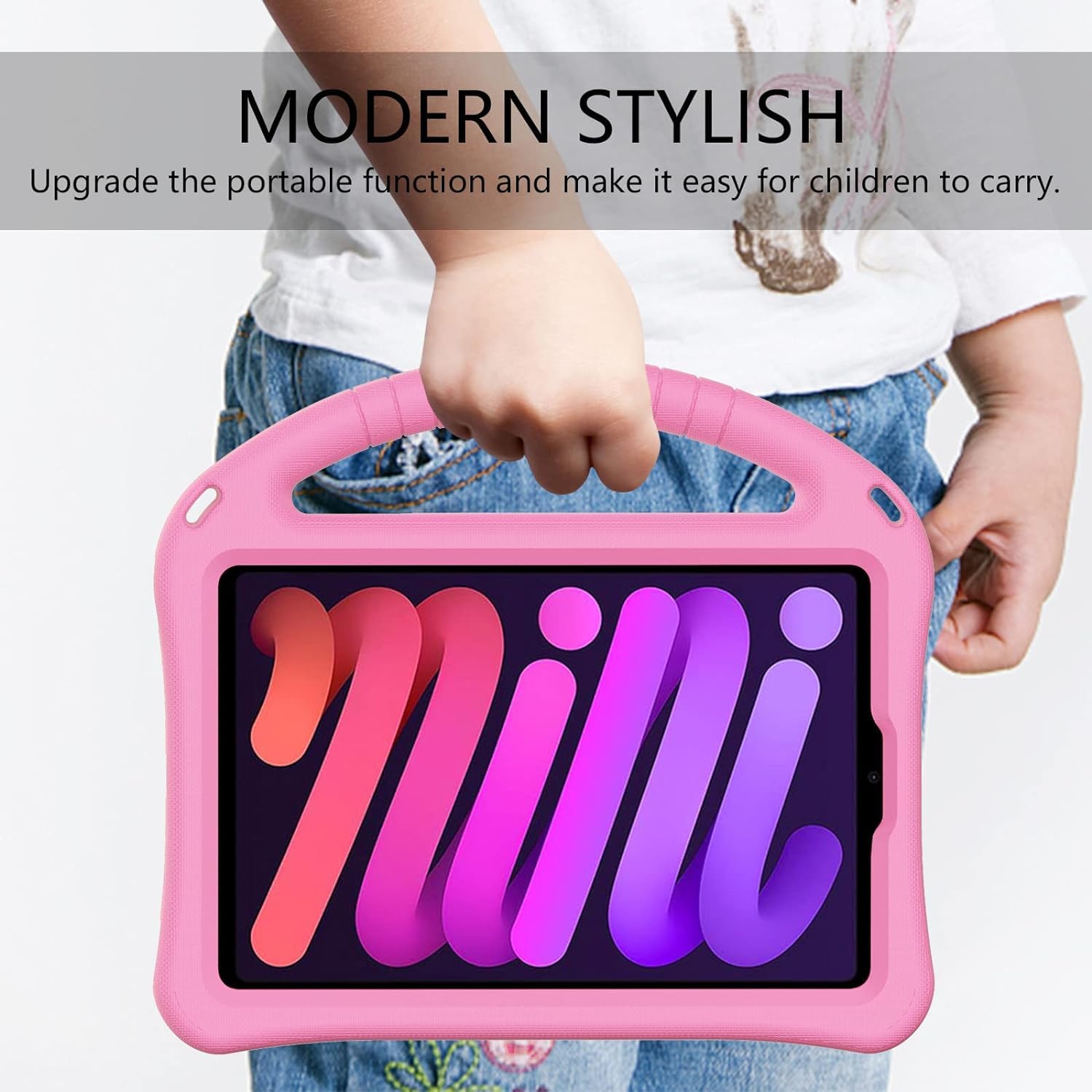 JGY Shockproof Kids Case for iPad 10.2-inch (7th/8th/9th Gen) - Durable EVA Handle Stand with Pencil Holder | Protective Rugged Tablet Cover for Boys & Girls | Perfect for School, Travel & Home Use (Pink)