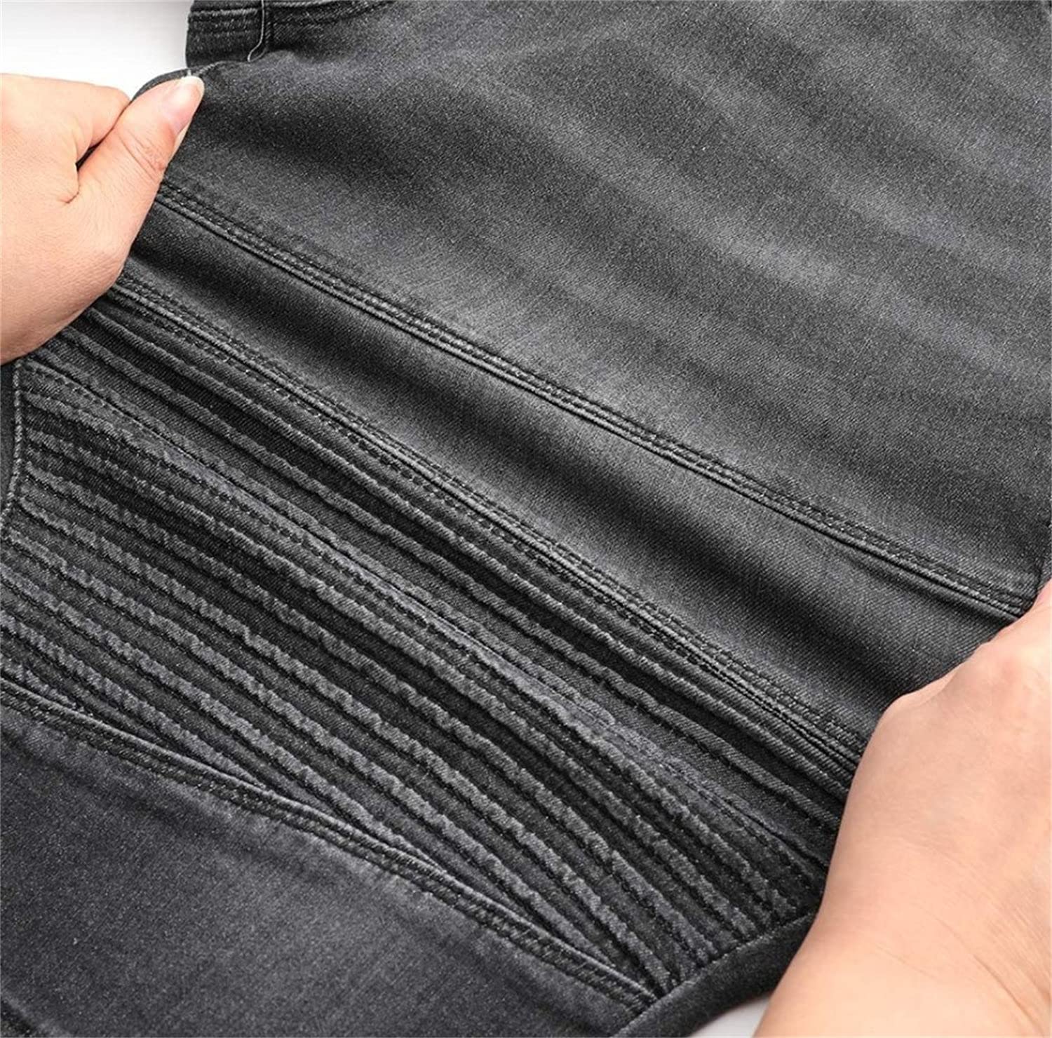 Women's High Waist Stretchy Denim Shorts - Curvy Butt-Lifting Moto Jeans for Summer | Knee-Length Bermuda Shorts with Wrinkle Detail | Small Size in Dark Blue | Perfect for Casual Outings, Beach Trips & Summer Fashion