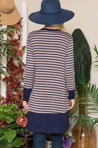 Celeste Striped Button-Up Long Sleeve Cardigan for Women - Plus Size Casual Knitwear for Fall & Winter | Office, Date Night & Layering Outfits