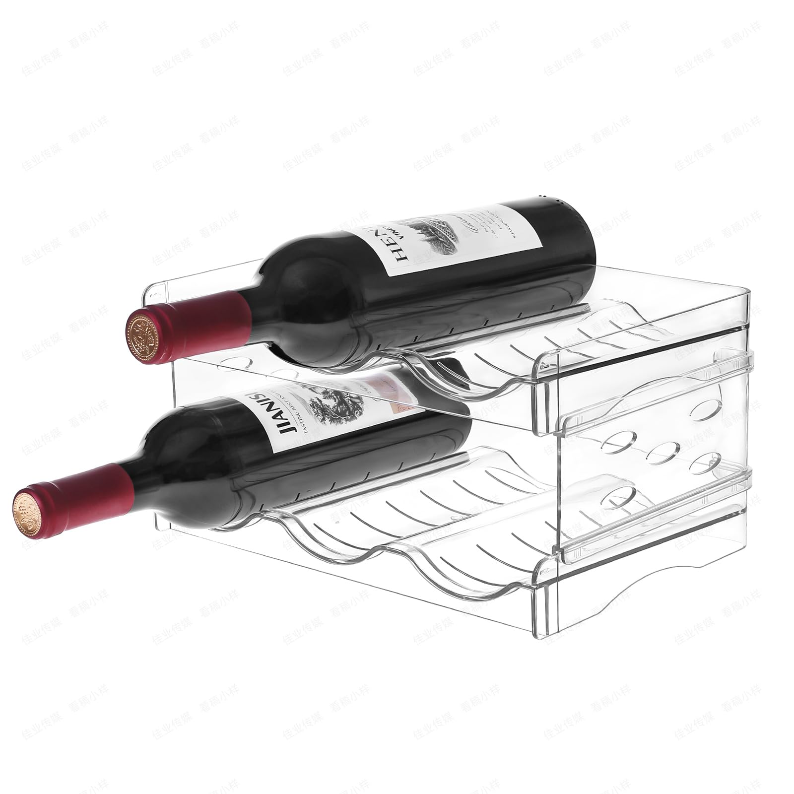 2-Tier Plastic Wine Rack Organizer for Countertop, Fridge & Cabinet - Holds 6 Wine or Water Bottles - Perfect for Kitchen, Pantry & Bar Storage