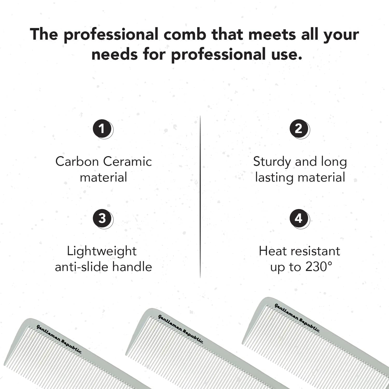 Gentlemen Republic Professional Barber Comb for Men - Soft Round Tips & Precision Teeth for Fades, Blending, and Haircuts | Durable Styling Tool for Barbers & Home Use | Perfect for Salon, Grooming Kits, and Travel