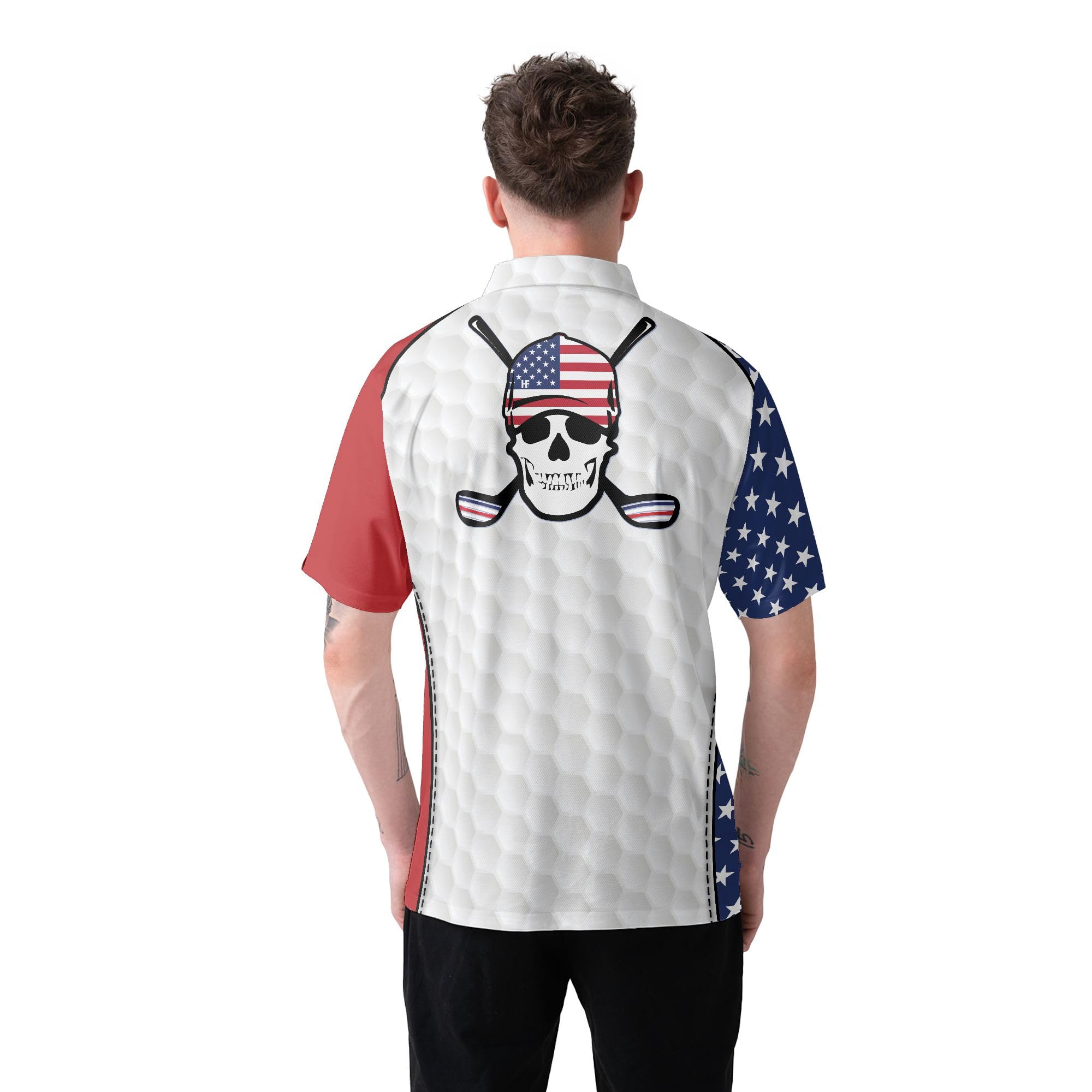 HYPERFAVOR Patriotic Golf Shirts for Men - American Flag Polo Shirts for Golfers - Breathable Short Sleeve Performance Shirt - Perfect for Golf Tournaments, 4th of July Celebrations & Patriotic Events