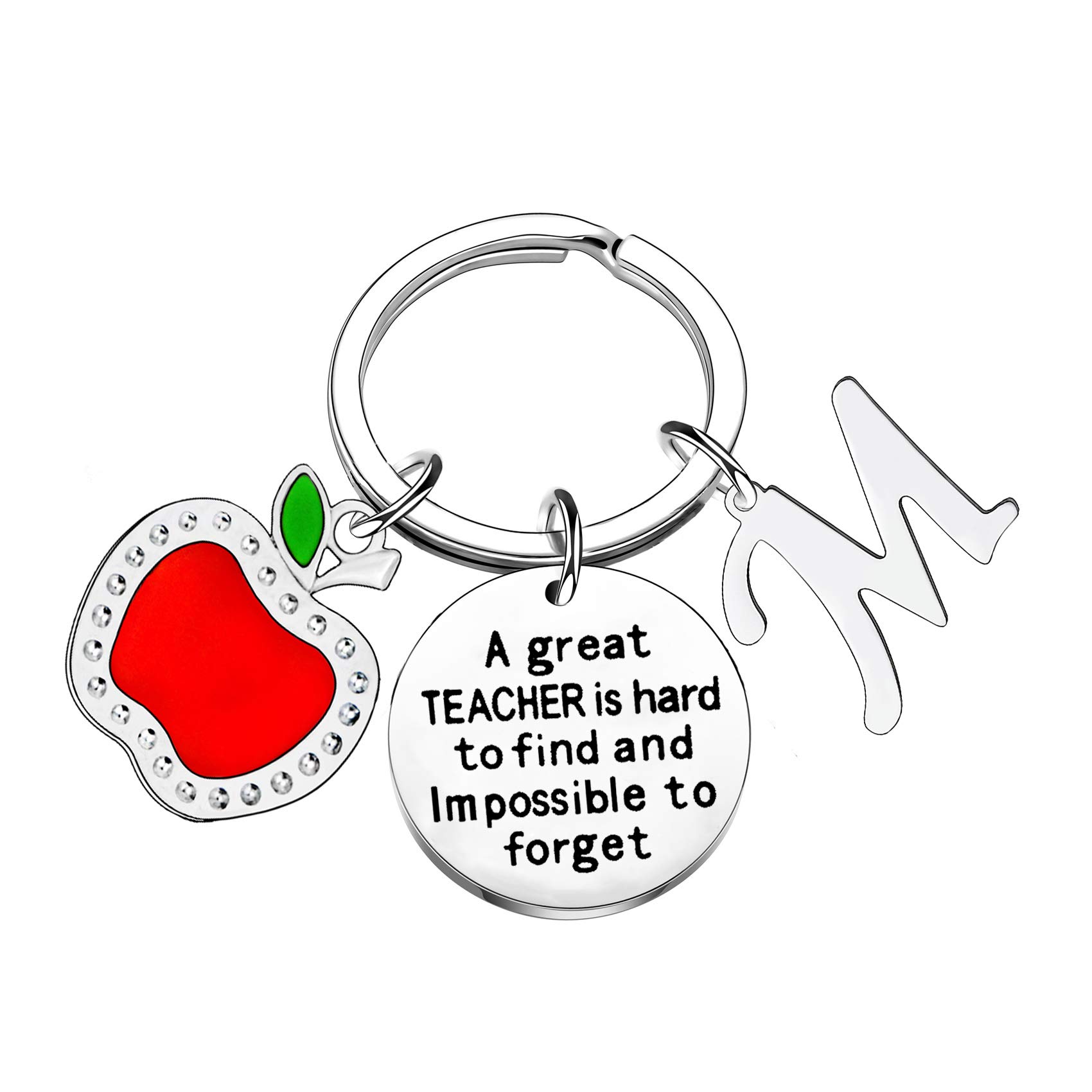 Personalized Initial Keychain - Teacher Appreciation Gifts for Women, Thank You Present for Educators, Coworkers, Nurses - Ideal for Graduation, Retirement & Back to School Gifts