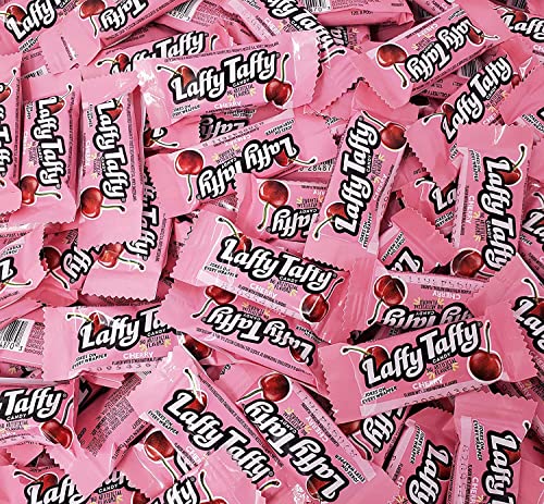 LAFFY TAFFY Bulk Candy - Individually Wrapped Fun Size Assorted Flavors (Sour Apple, Banana, Blue Raspberry, Cherry, Grape, Strawberry) - Jokes on Every Wrapper - Perfect for Halloween, Birthday Parties, Office Snacks & Road Trips - Includes Free Choward’s Mint Bonus (2 Pound Bag, Cherry Flavor)