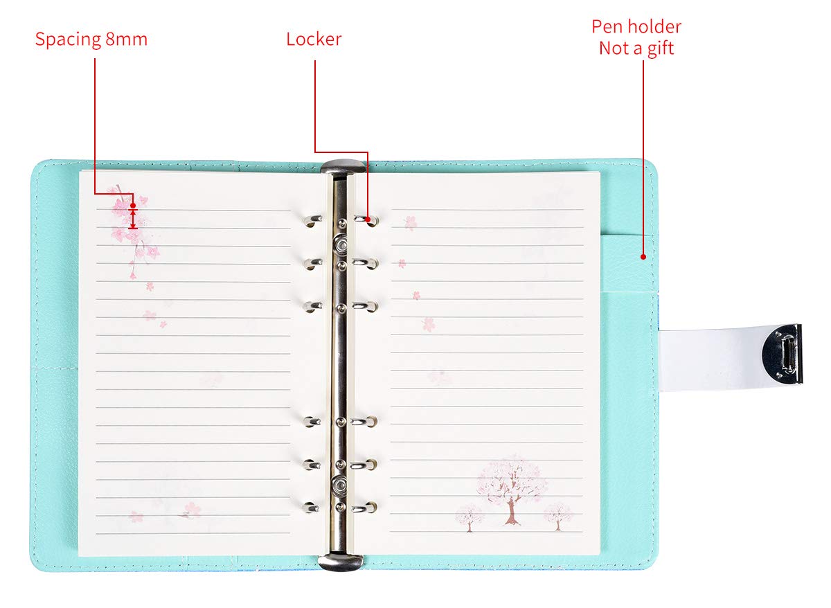 ARRLSDB Digital Password Journal with Combination Lock - A6 Refillable Leather Diary Notebook for Girls & Teens - Perfect for School, Travel, and Secret Keeping (Blue)