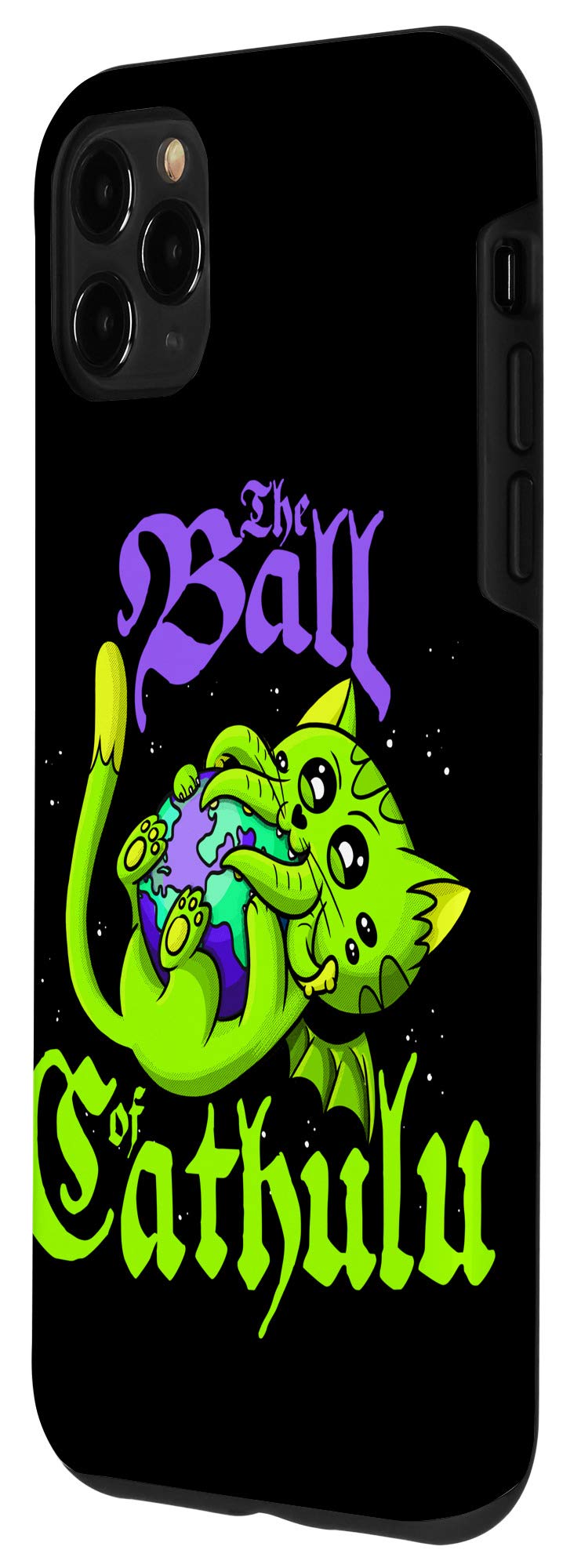 Cute Kawaii Cat Cthulhu iPhone 11 Pro Max Case - Ball of Cathulhu Eating The World Design - Protective Phone Cover for Women & Girls - Perfect for Anime Fans, Halloween & Cosplay