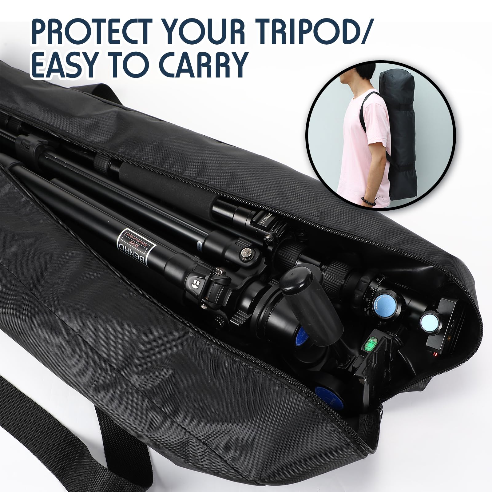 3 Pcs Heavy Duty Waterproof Tripod Carrying Case Bag - Durable Lightweight Multi-Functional Storage for Camera Tripods, Fishing Poles, Tents, Lights & Speakers (32 Inch, Black) - Perfect for Outdoor Photography, Camping & Travel Accessories