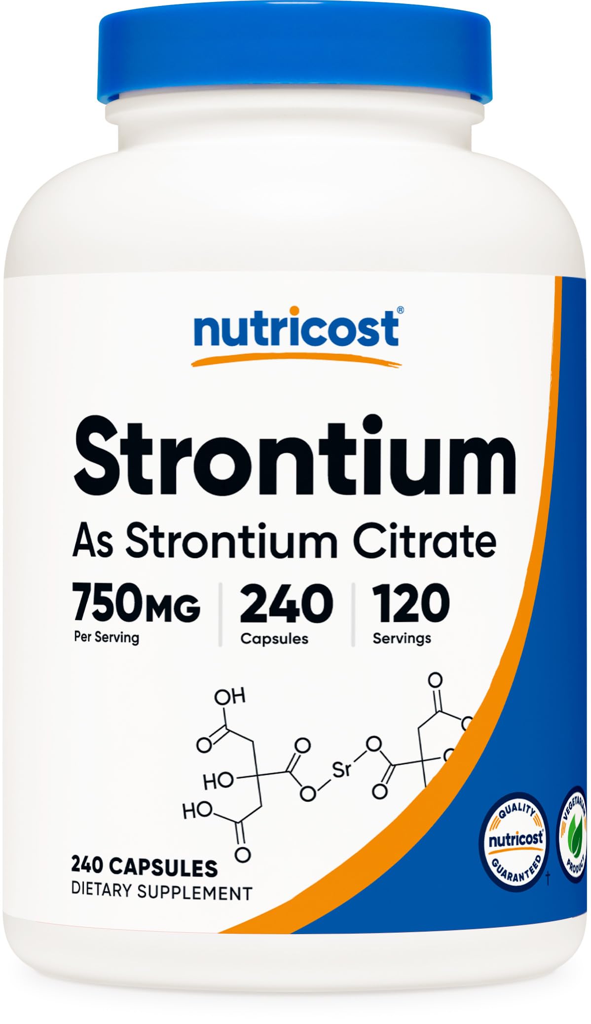 Nutricost Strontium Capsules 750mg, 240 Count - Vegetarian, Non-GMO, Gluten Free Supplement for Bone Health & Joint Support - Perfect for Daily Wellness Routine