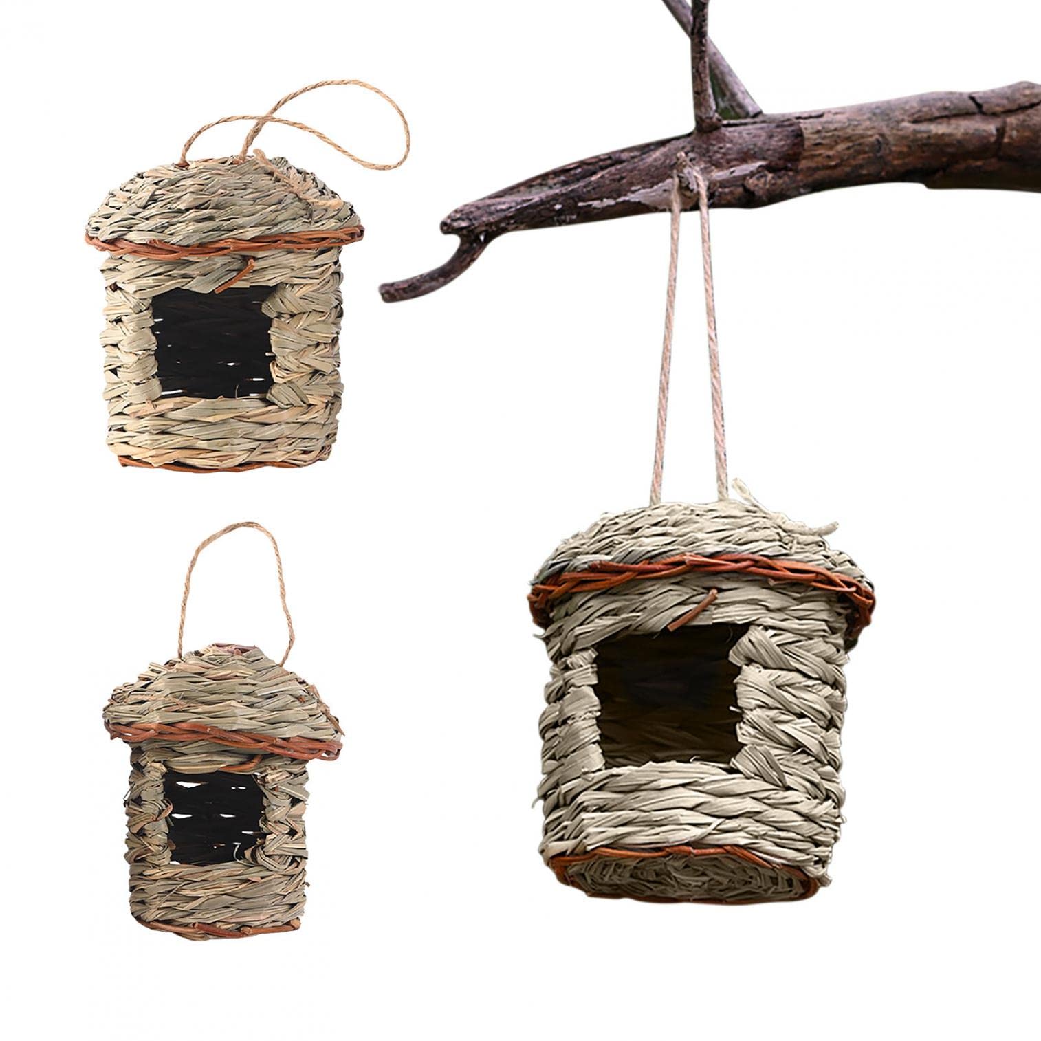 Hand Woven Hummingbird Nest House - Cozy Straw Birdhouse for Garden Decor & Bird Watching