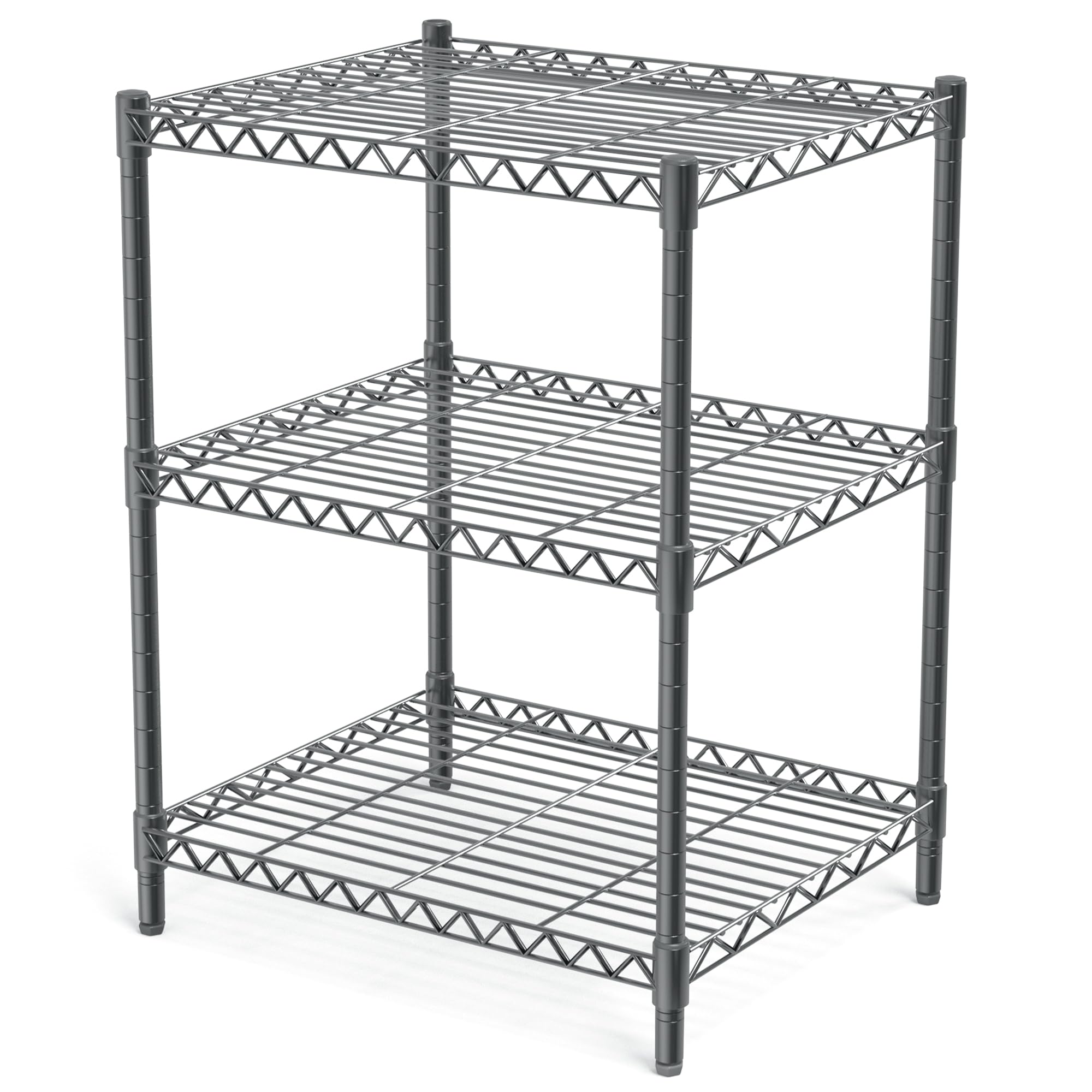 3-Tier Heavy Duty Steel Storage Rack - Adjustable Grey Metal Shelving Unit for Pantry, Kitchen, Closet & Warehouse Organization - Space Saving Home & Office Storage Solution