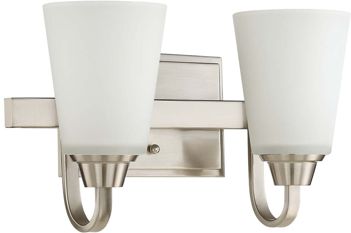 14W Grace 2-Light Bathroom Vanity Light Fixture - Brushed Polished Nickel Finish for Modern Bathroom & Powder Room Decor
