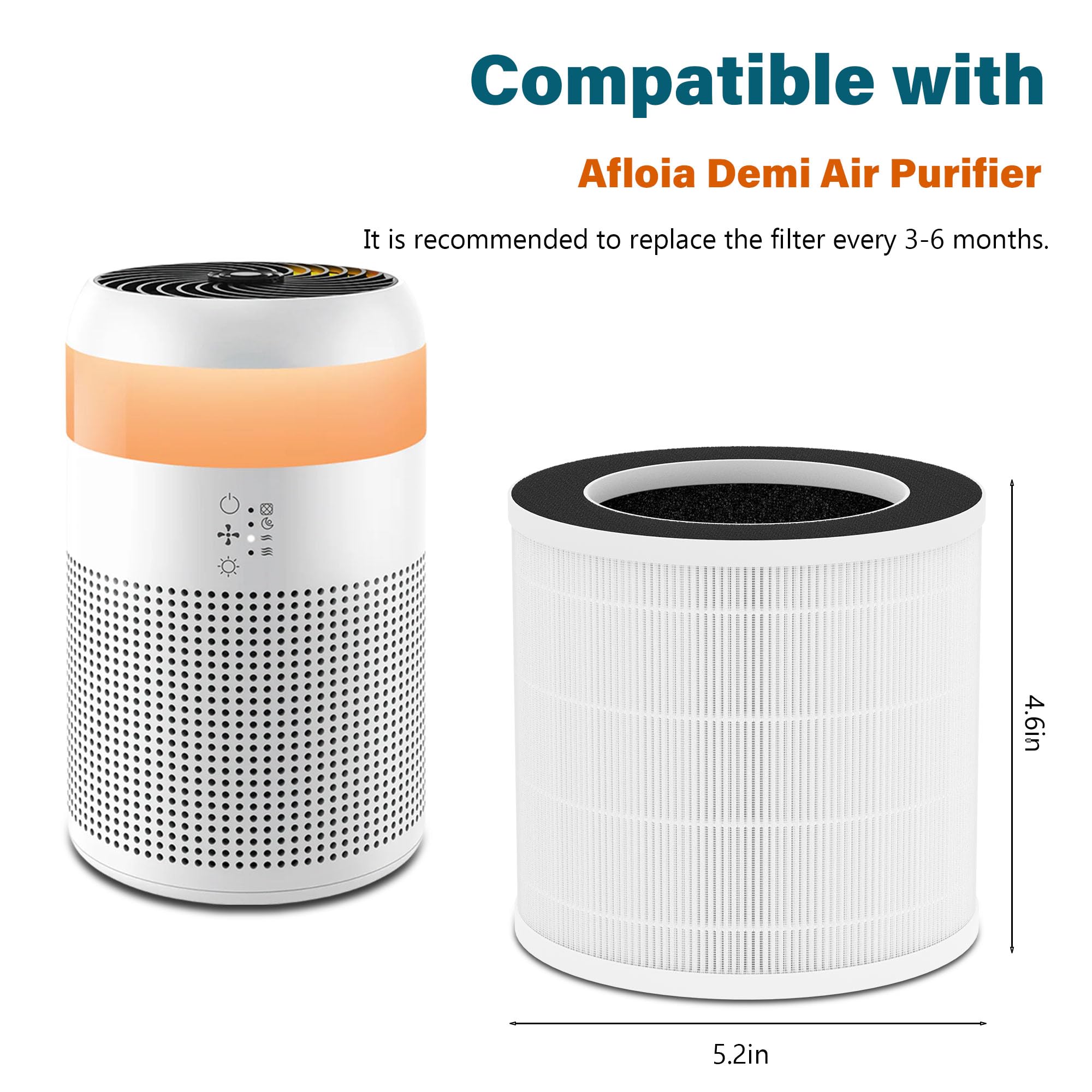 SAKEGDY True HEPA 13 Filter Replacement for Afloia Demi Air Purifier - 3-in-1 Filtration System with Pre-Filter, HEPA & Carbon Filters (2 Pack) - Perfect for Home, Office & Bedroom Air Purification
