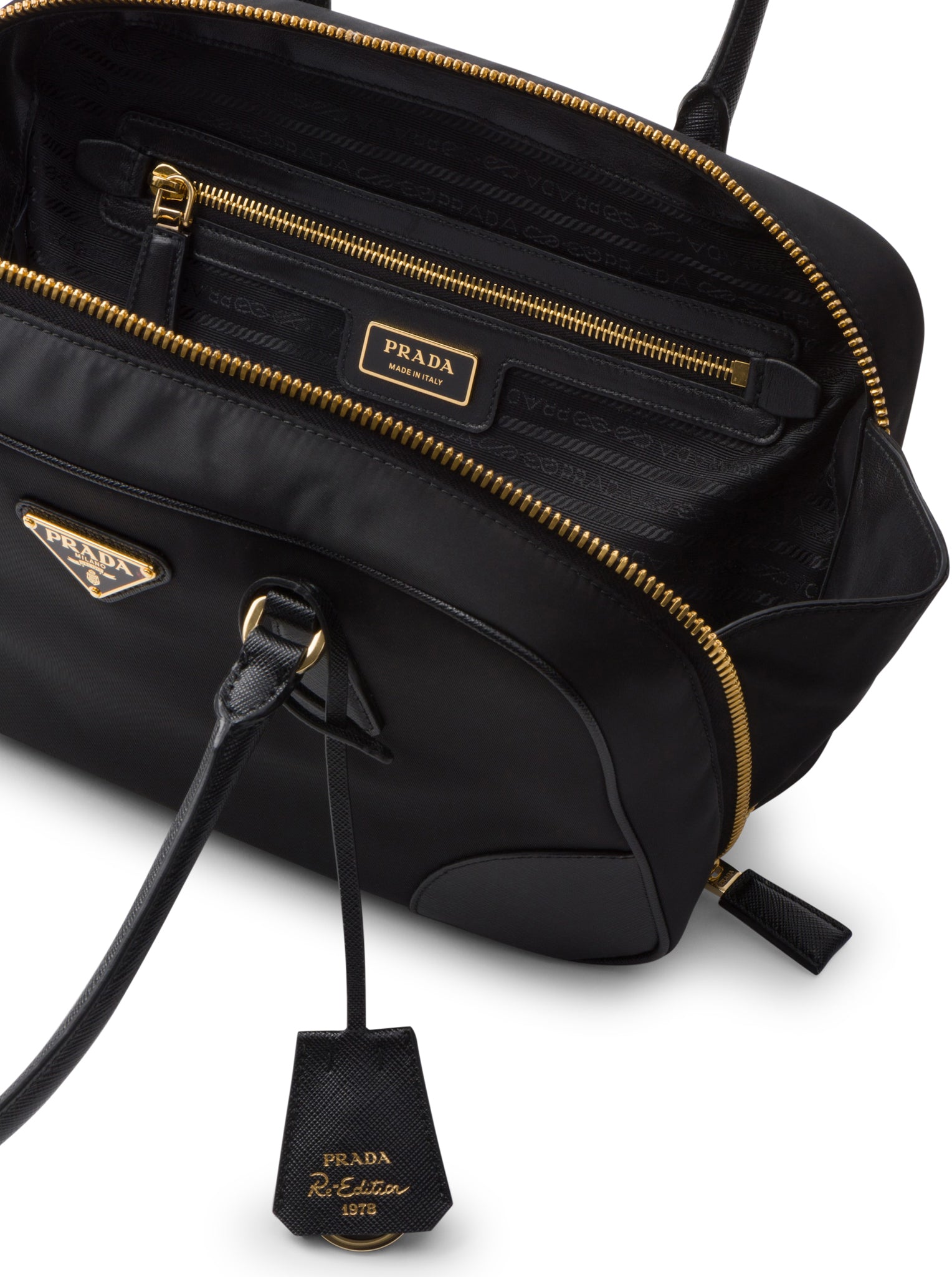 Prada Re-Edition 1978 Medium Top Handle Bag in Re-Nylon & Saffiano Leather - Luxury Shoulder Bag for Women, Perfect for Work, Travel & Everyday Use