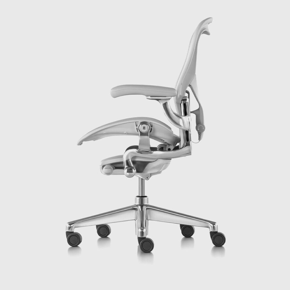 Herman Miller Aeron Chair Remastered - Ergonomic Office Chair with Mineral Finish & Polished Aluminum Frame - Perfect for Home Office, Gaming, and Workspace Comfort