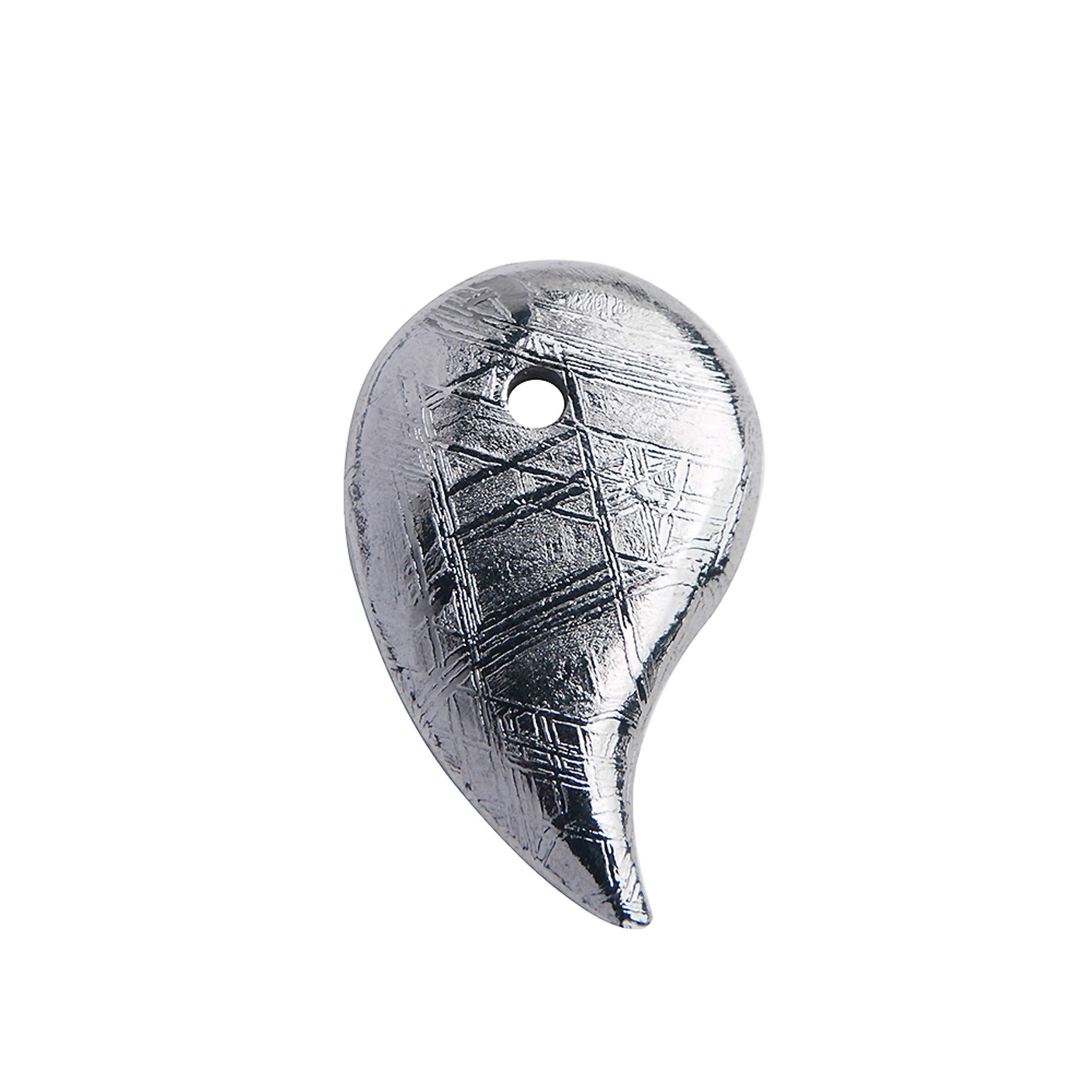 Authentic Natural Gibeon Iron Meteorite Magatama Bead Pendant - Unique Space Jewelry for Necklace Making & Spiritual Healing