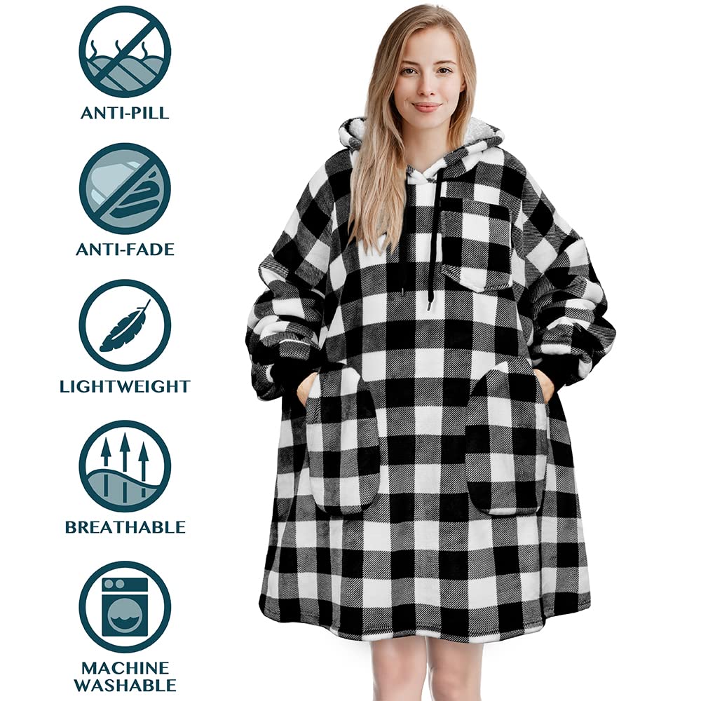 PAVILIA Women's Sherpa Wearable Blanket Hoodie - Oversized Fleece Hooded Sweatshirt Blanket for Men & Women | Perfect for Lounging, Netflix Nights & Outdoor Camping