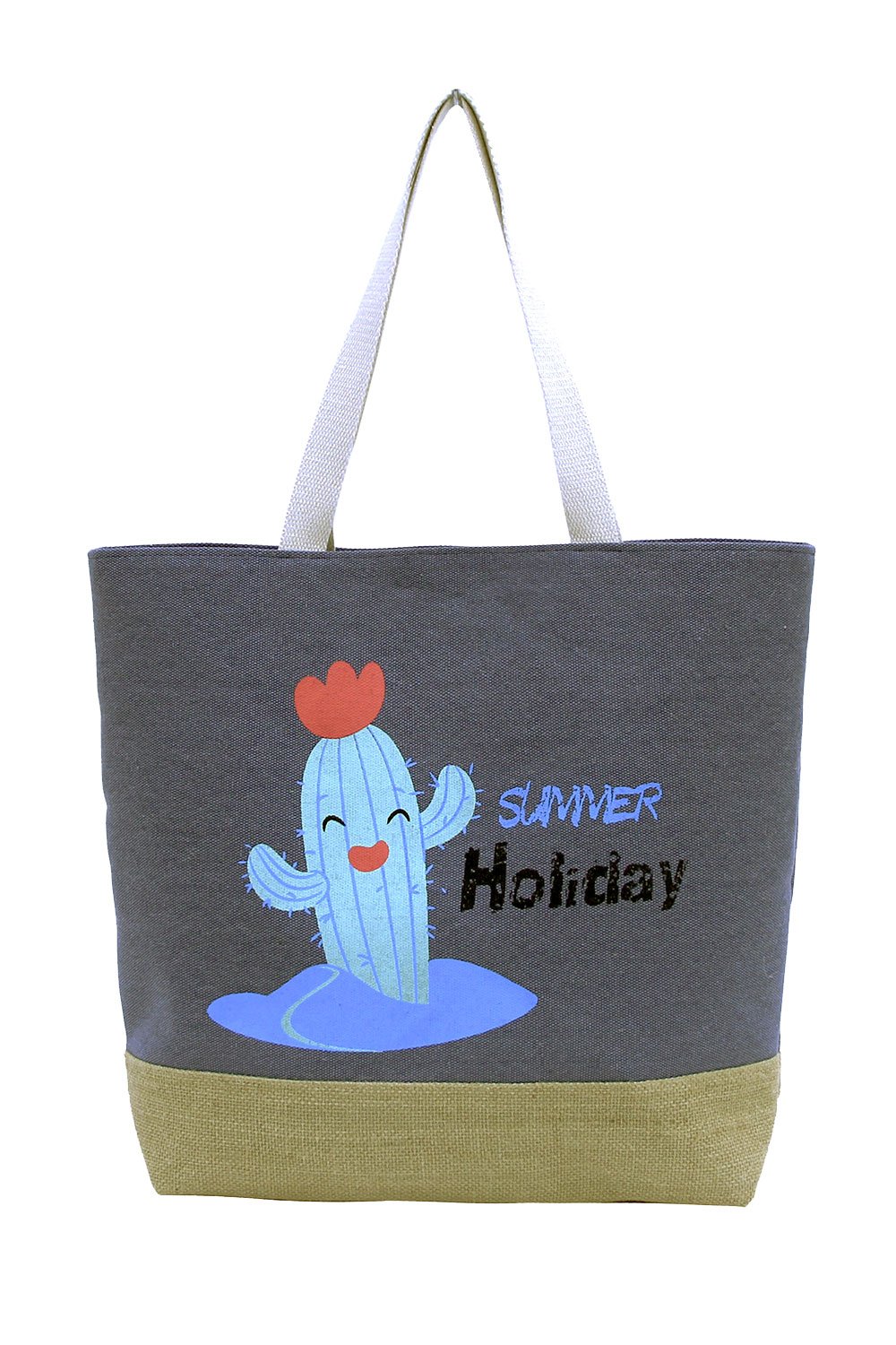 Women's Eco-Friendly Cactus Graphic Beach Tote Bag - Summer Holiday Reusable Shopping Bag (Black) | Perfect for Beach Trips, Groceries & Casual Outings