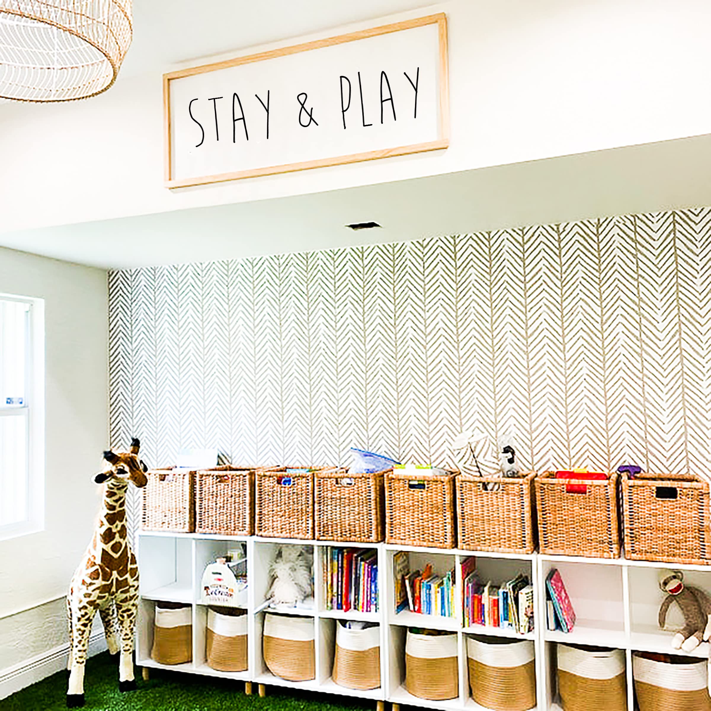 Playroom Wall Decor - Play Sign for Kids' Playroom - Stay and Play Sign - Let's Play Sign - Playroom Wall Art - Playroom Decor Ideas for Fun & Learning | Perfect for Nursery, Daycare & Play Areas