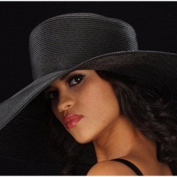 SS1002 Extra Wide Brim Black Straw Hat for Women - Summer Beach Sun Protection, Outdoor Travel & Fashion Accessory