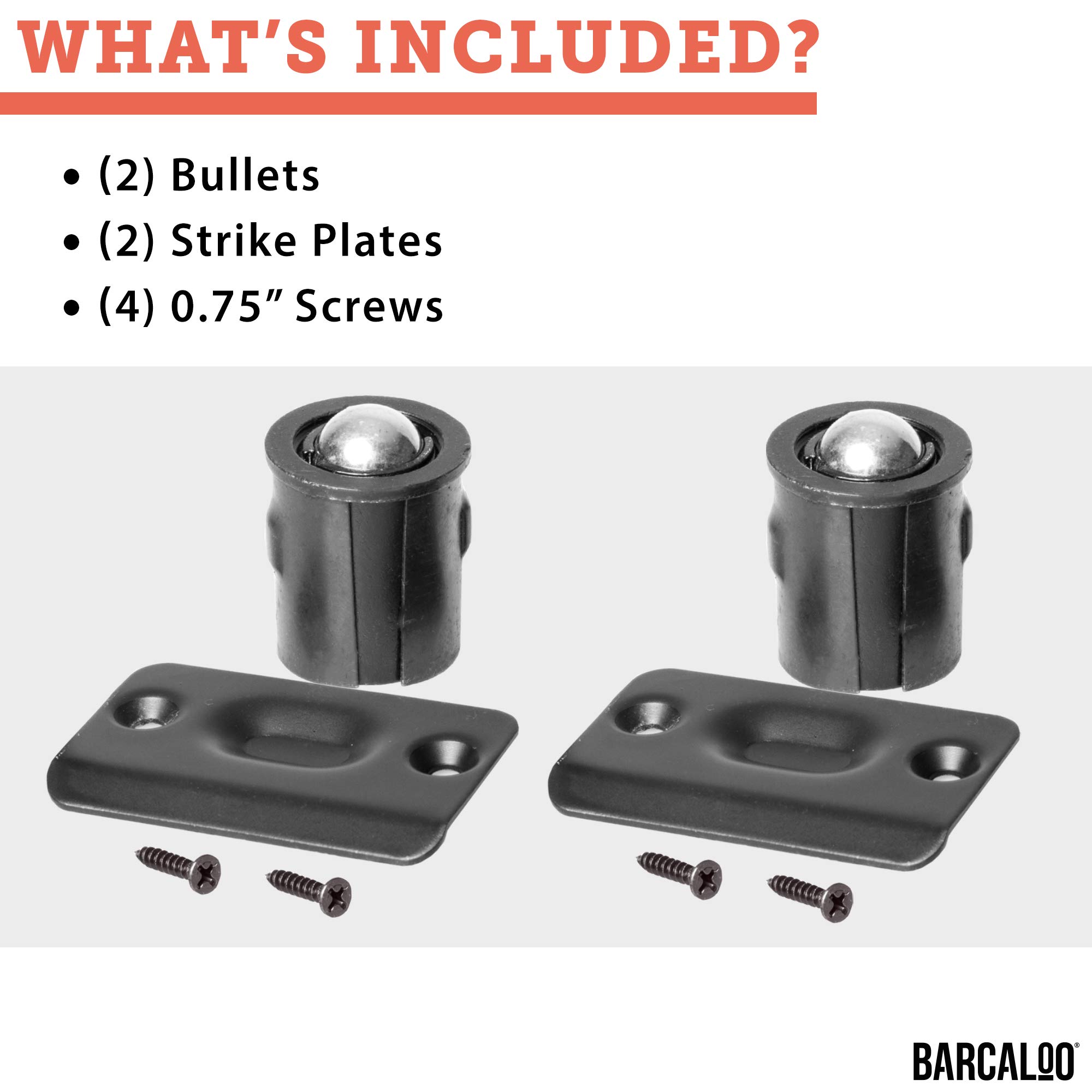 Black Ball Catch Door Hardware - 2 Pack for Smooth Cabinet & Closet Door Closing | Perfect for Home, Office & RV Organization