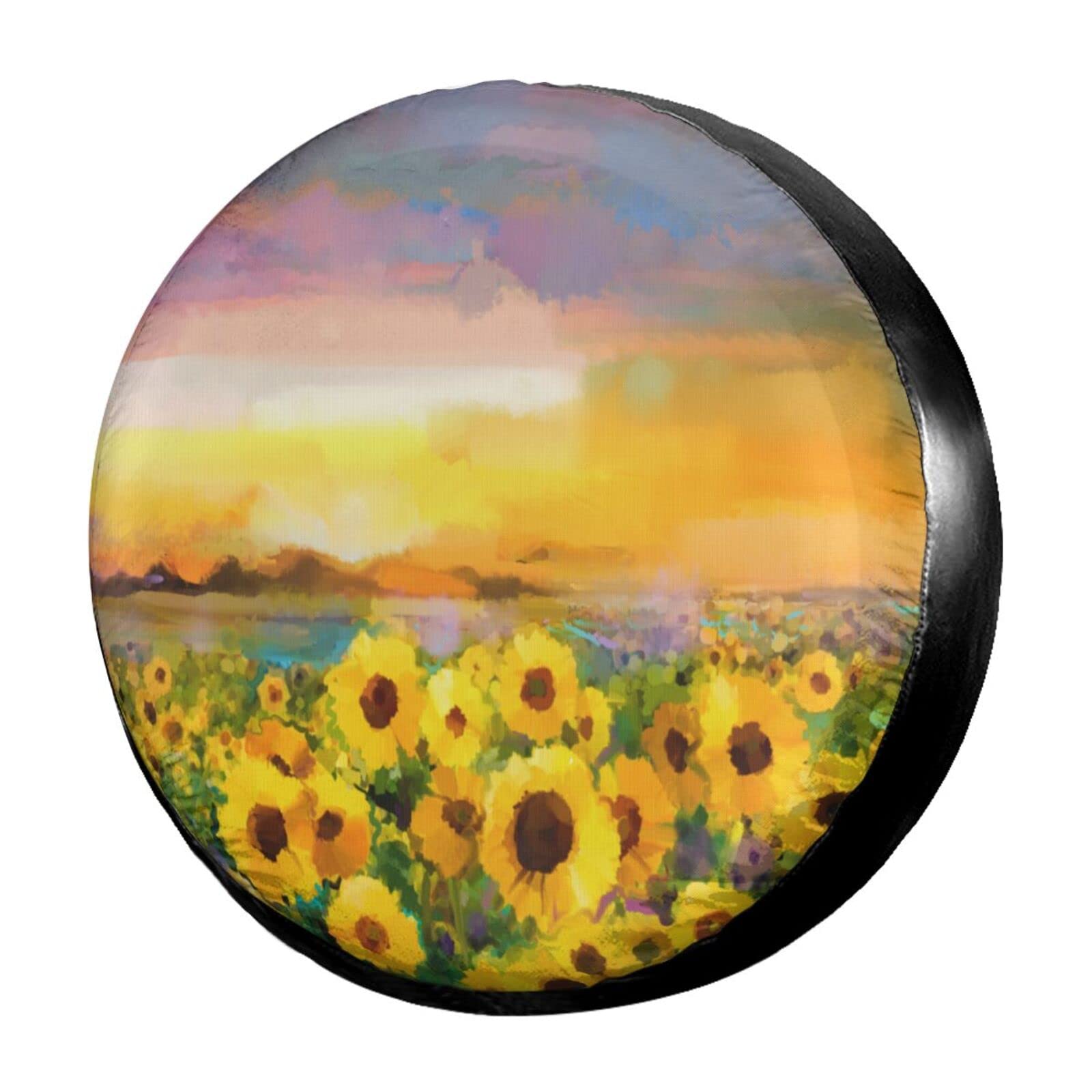 16 Inch Yellow Sunflower Spare Tire Cover - Waterproof Dust-Proof Wheel Protector for Trailer, RV, SUV & Most Vehicles - Perfect for Road Trips & Outdoor Adventures