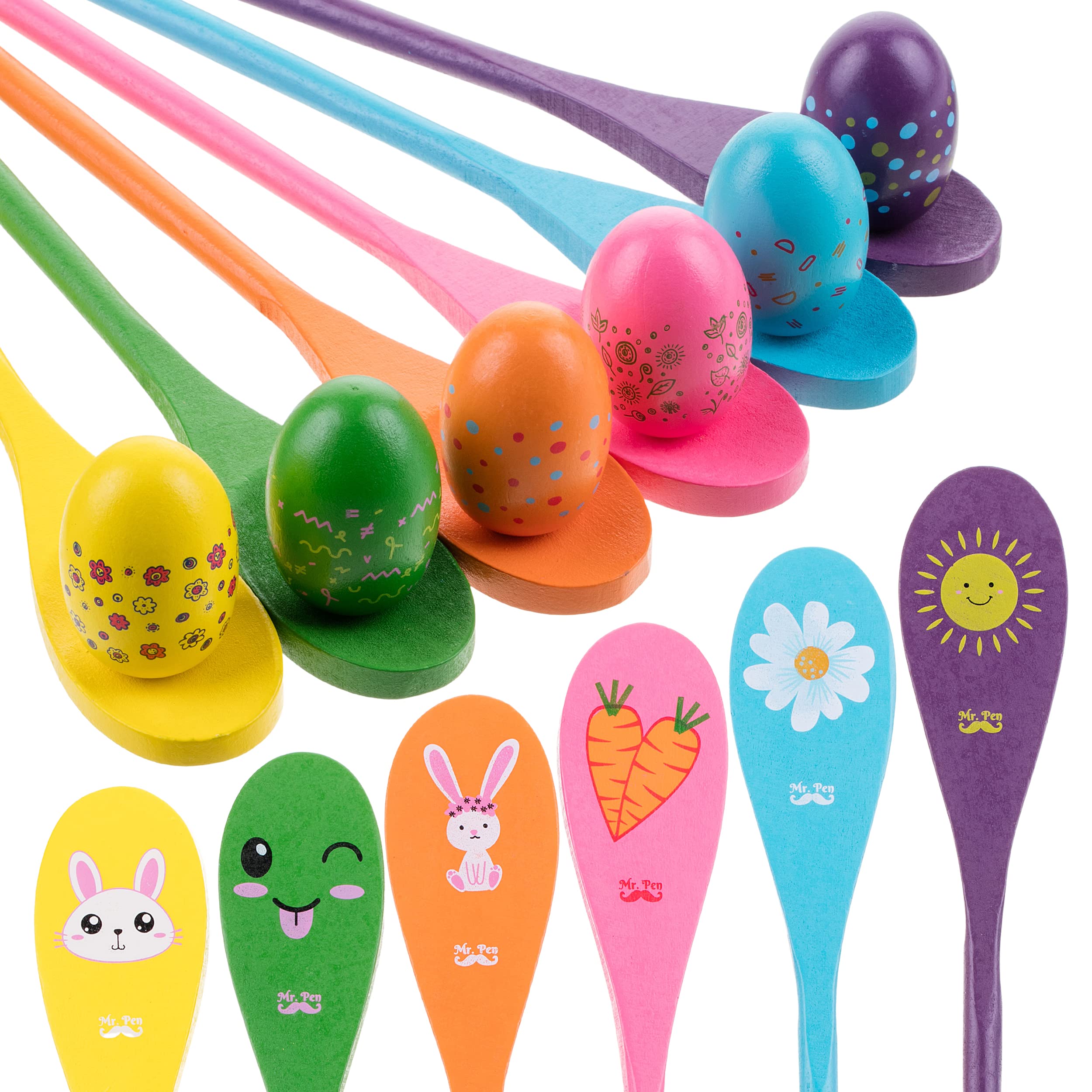 Mr. Pen Egg and Spoon Race Game Set - 6 Eggs & 6 Spoons for Kids Easter Party, Halloween Games & Easter Egg Hunt - Fun Outdoor Activity for Birthday Parties, School Events & Family Gatherings