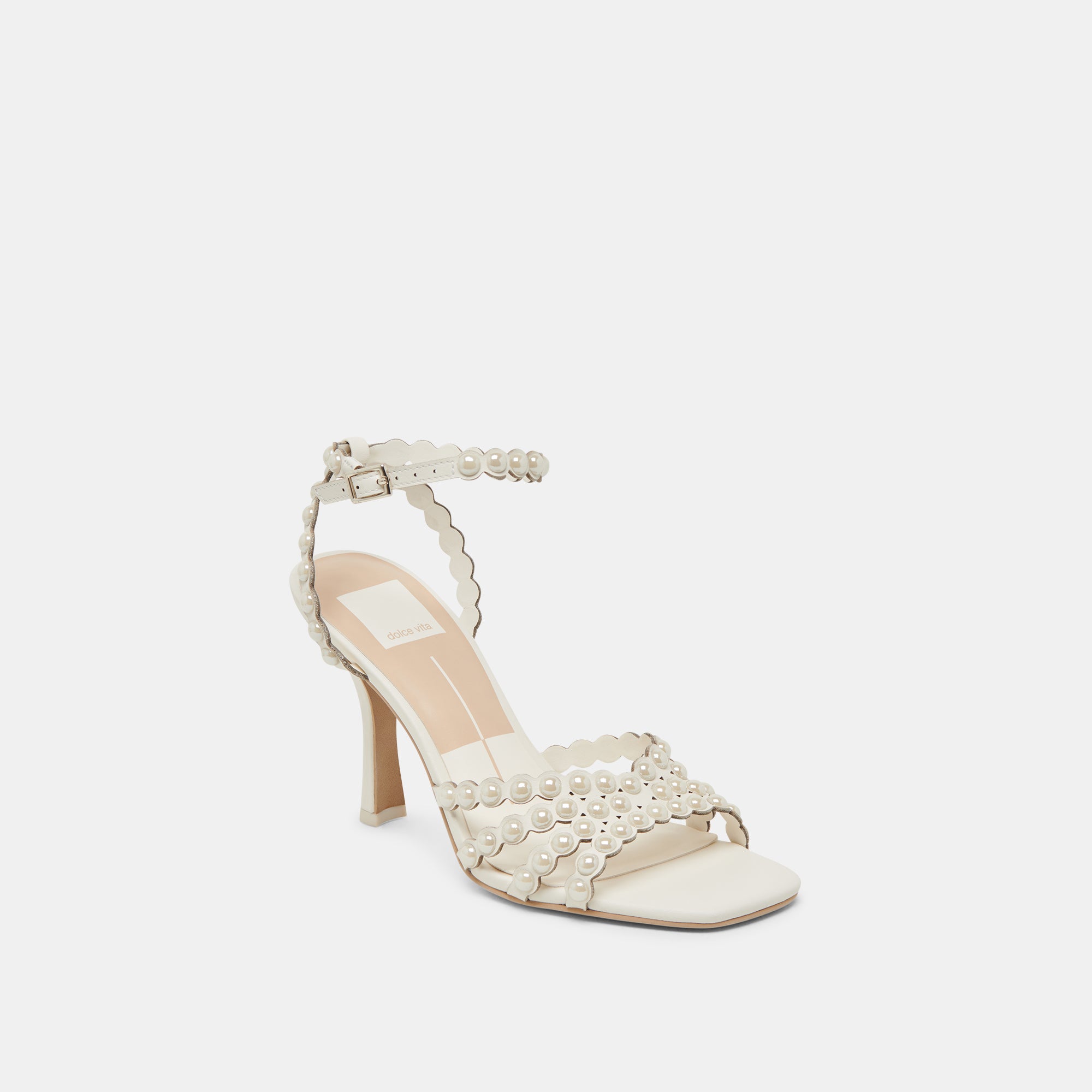 HELLEN PEARL WHITE LEATHER HEELS - Women's Fashion High Heels for Party, Wedding & Evening Events