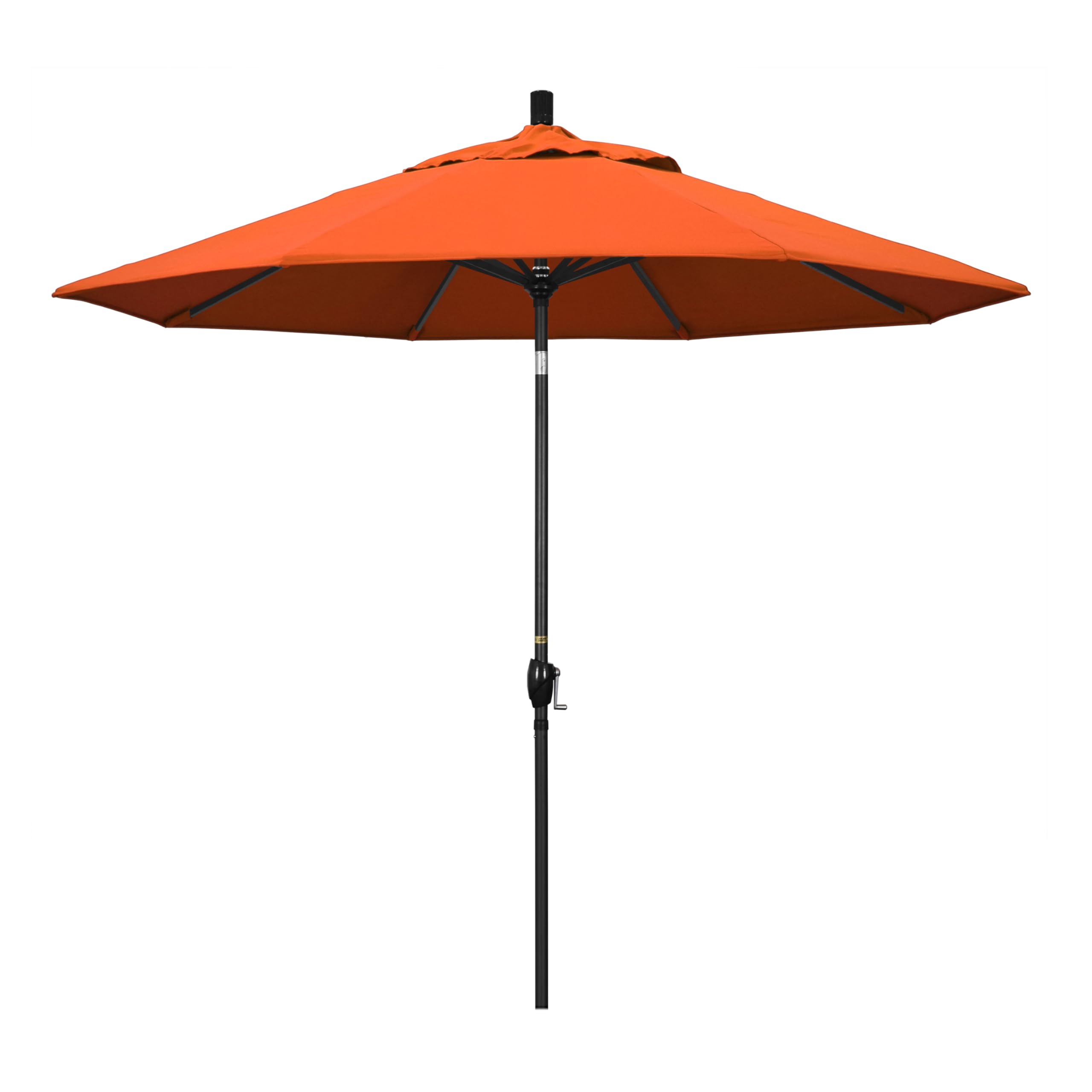 9' California Umbrella Pacific Trail Series Aluminum Patio Umbrella with Crank Lift & Push Button Tilt - Black Frame & Sunbrella Tangerine Fabric - Perfect for Poolside, Backyard, Deck, and Outdoor Dining Areas
