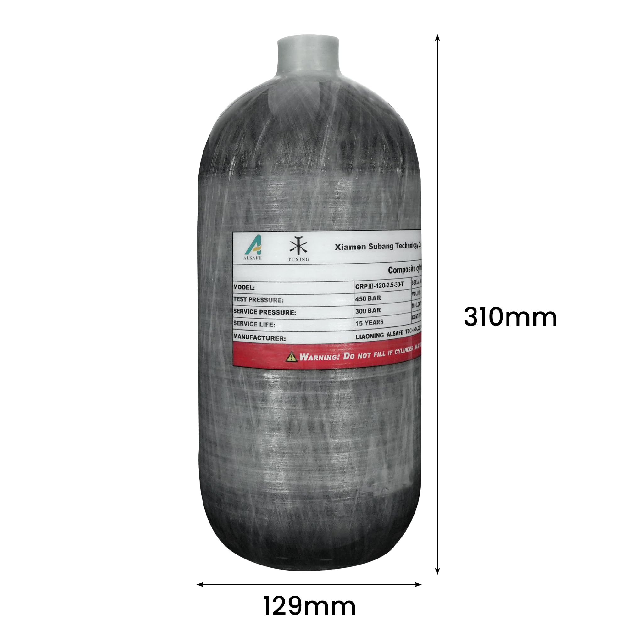 TUXING 4500Psi 2.5L Carbon Fiber Scuba Tank with Paintball Fill Station & Valve Regulator Gauge - High Pressure Composite Cylinder for Diving, PCP Air Rifles, Snorkeling & Water Sports - Perfect for Underwater Adventures & Outdoor Shooting Activities