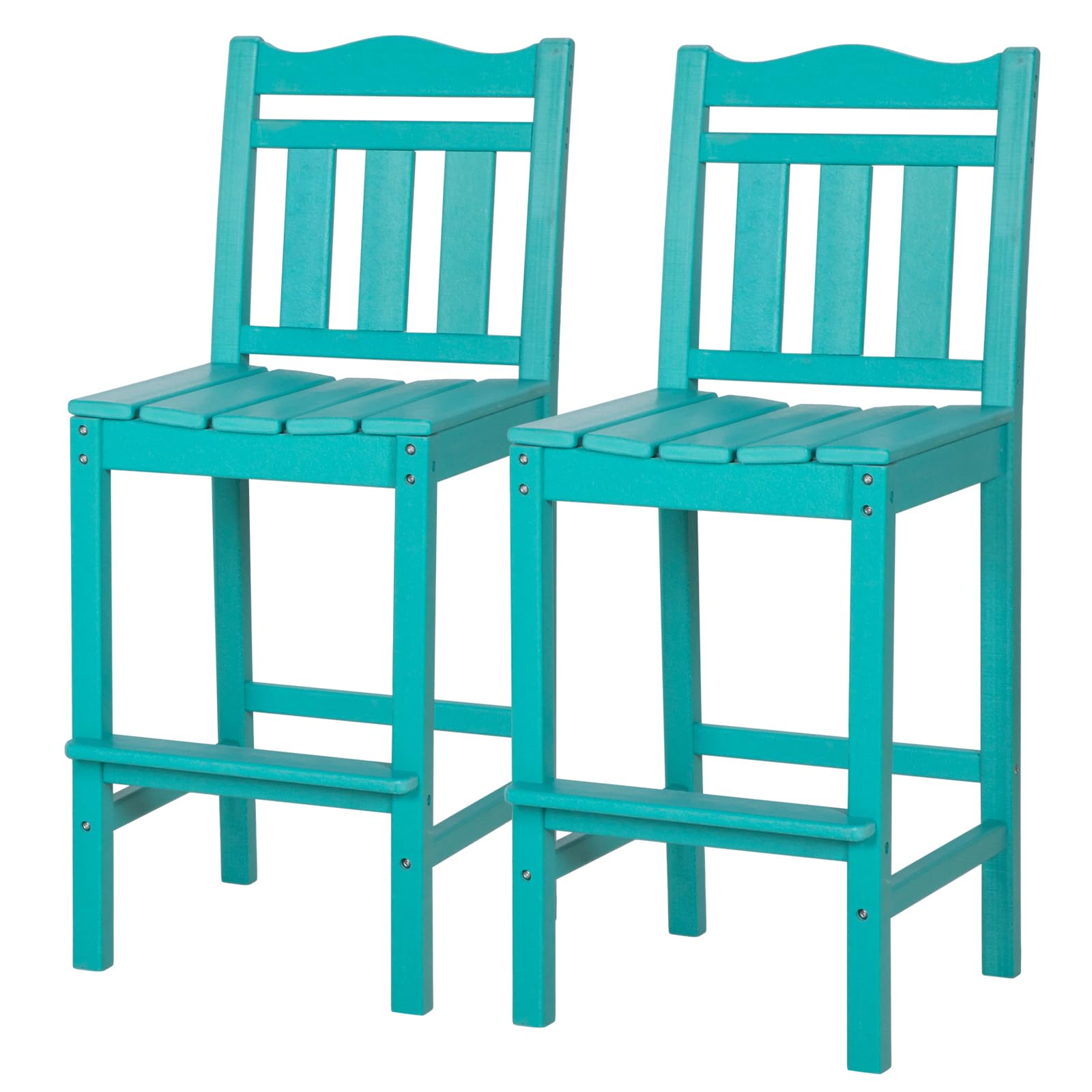 nalone Outdoor Bar Stools Set of 2 - Weather-Resistant HDPE Adirondack Bar Height Chairs for Patio, Deck, Garden & Backyard | Perfect for Poolside, BBQ Parties & Outdoor Entertaining (Aruba Style, Bar Stool Pair)